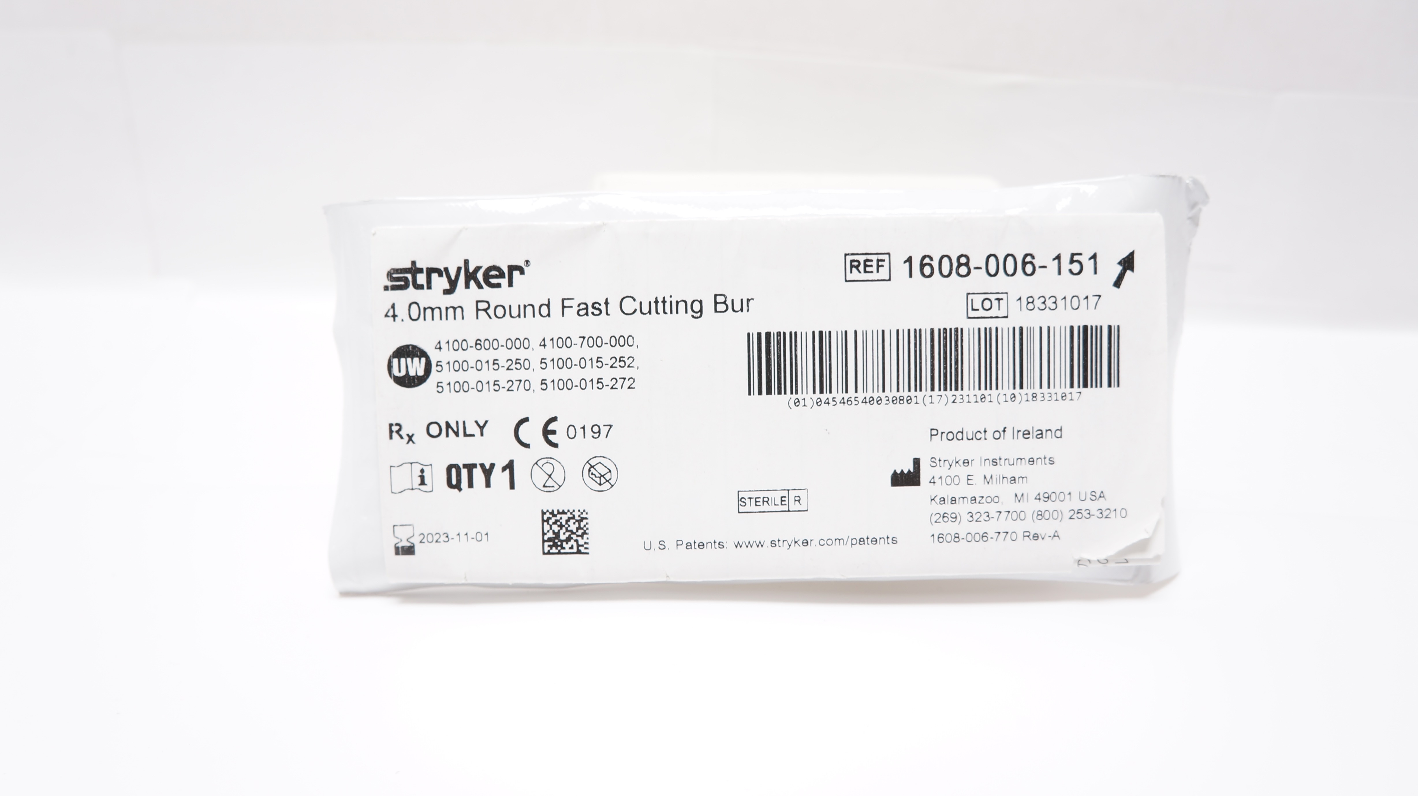 Stryker 1608-006-151 Round Fast Cutting Bur 4.0mm (x)