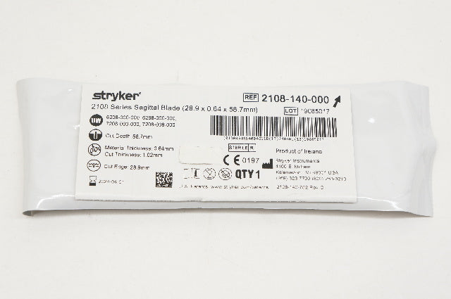 Stryker 2108-140-000 2108 Series Sagittal Blade 28.9 x 0.64 x 58.7mm