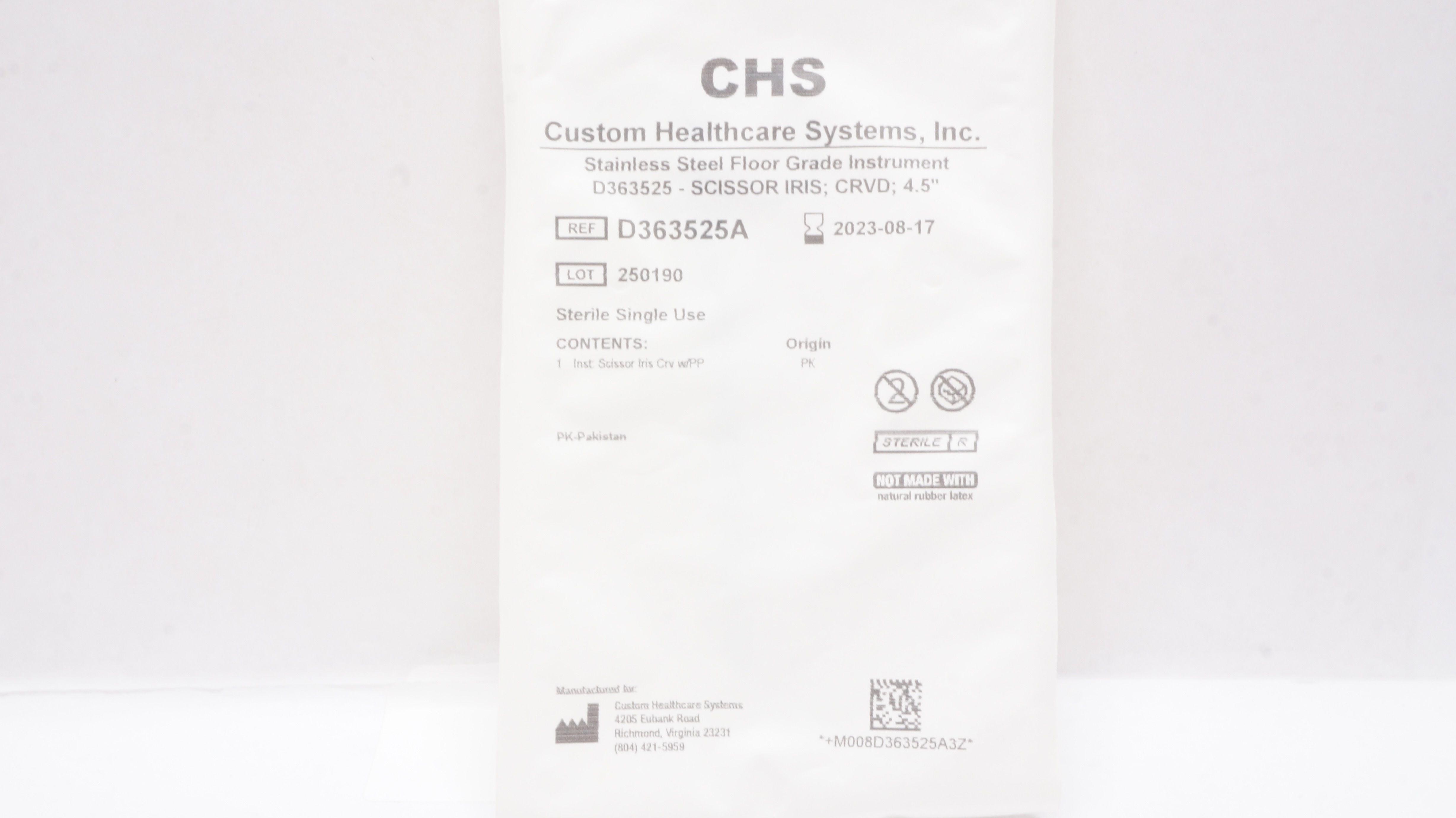 CHS D363525A Stainless Steel Scissor, Curved 4.5inch