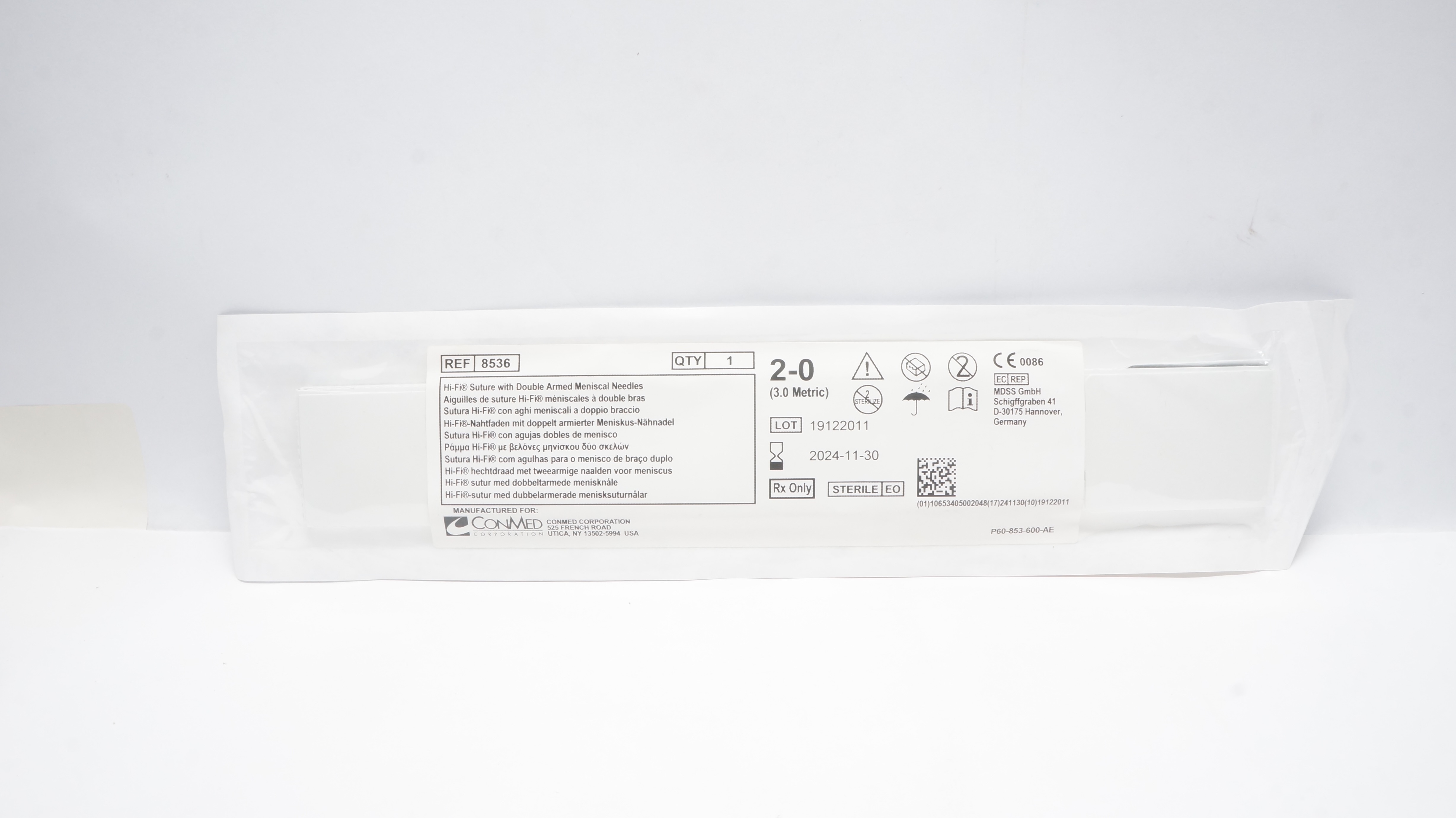 ConMed 8536 2-0 Hi-Fi Stre W/Double Armed Meniscal Ndles (x)