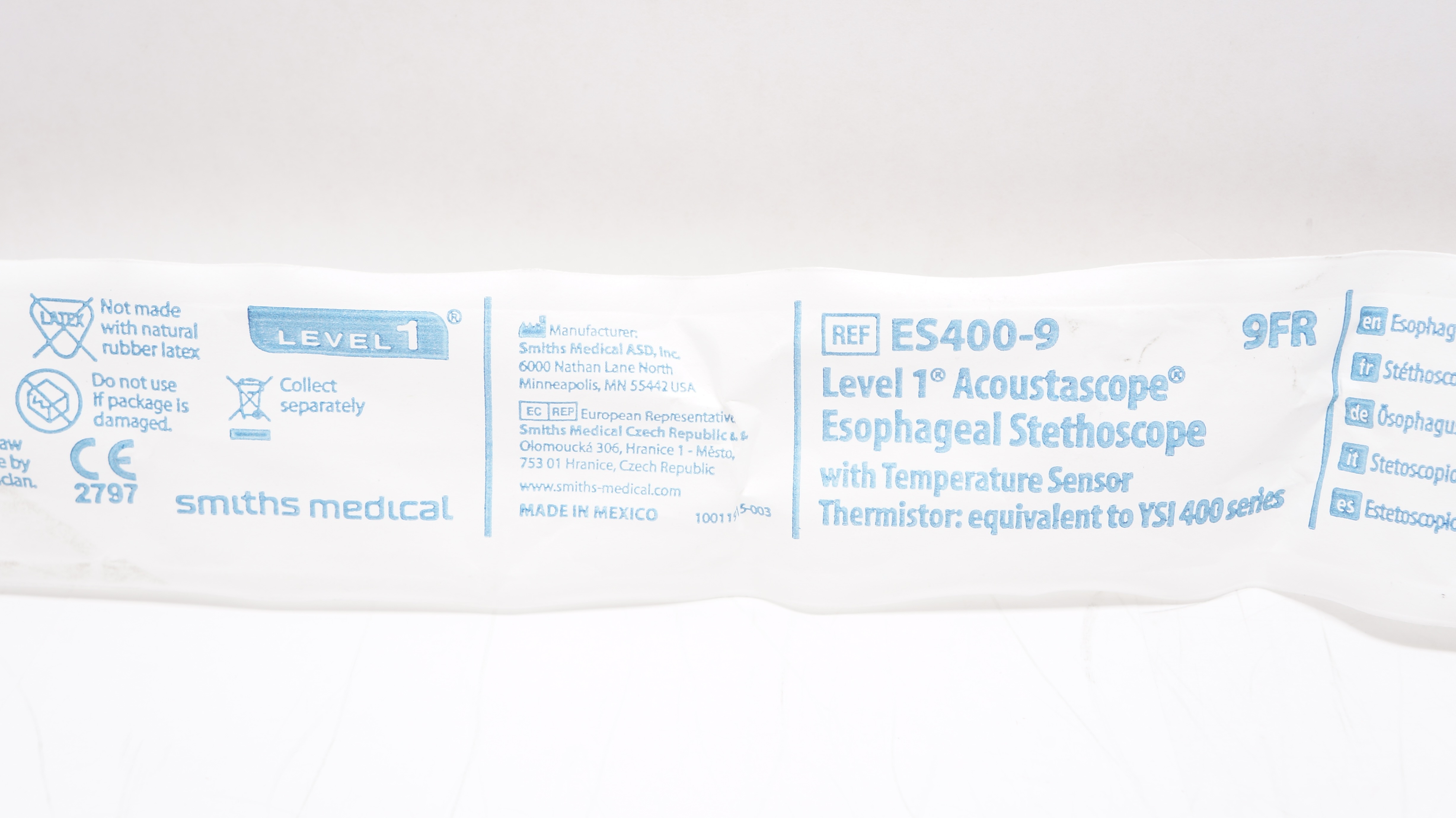 Smiths Medical ES400-9 Level 1 Acoustascope Esophageal Stethoscope 9Fr (x)