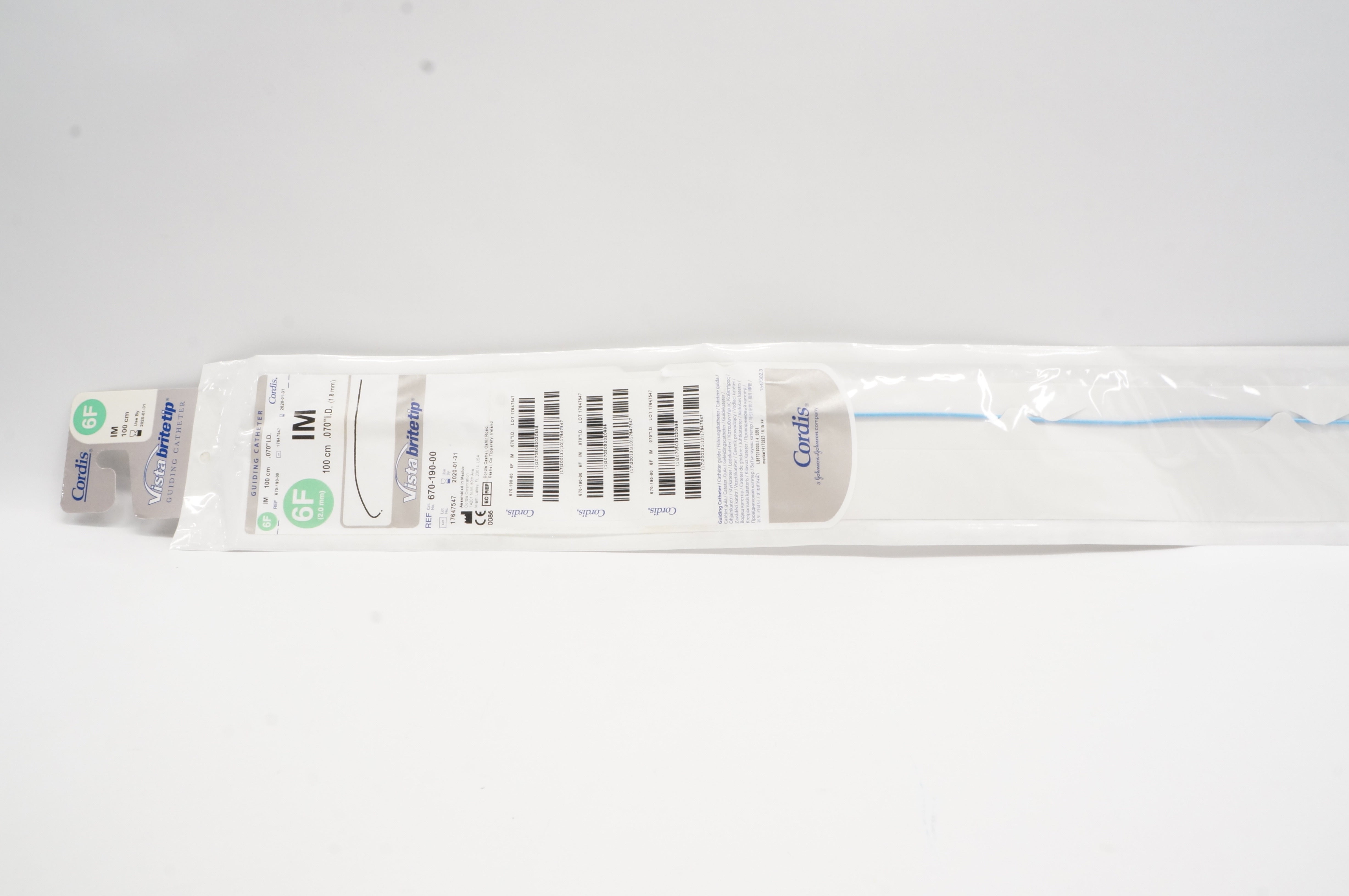 Cordis 670-190-00 Vistabritetip Guiding Catheter 6F IM x 100cm x .070inch (x)
