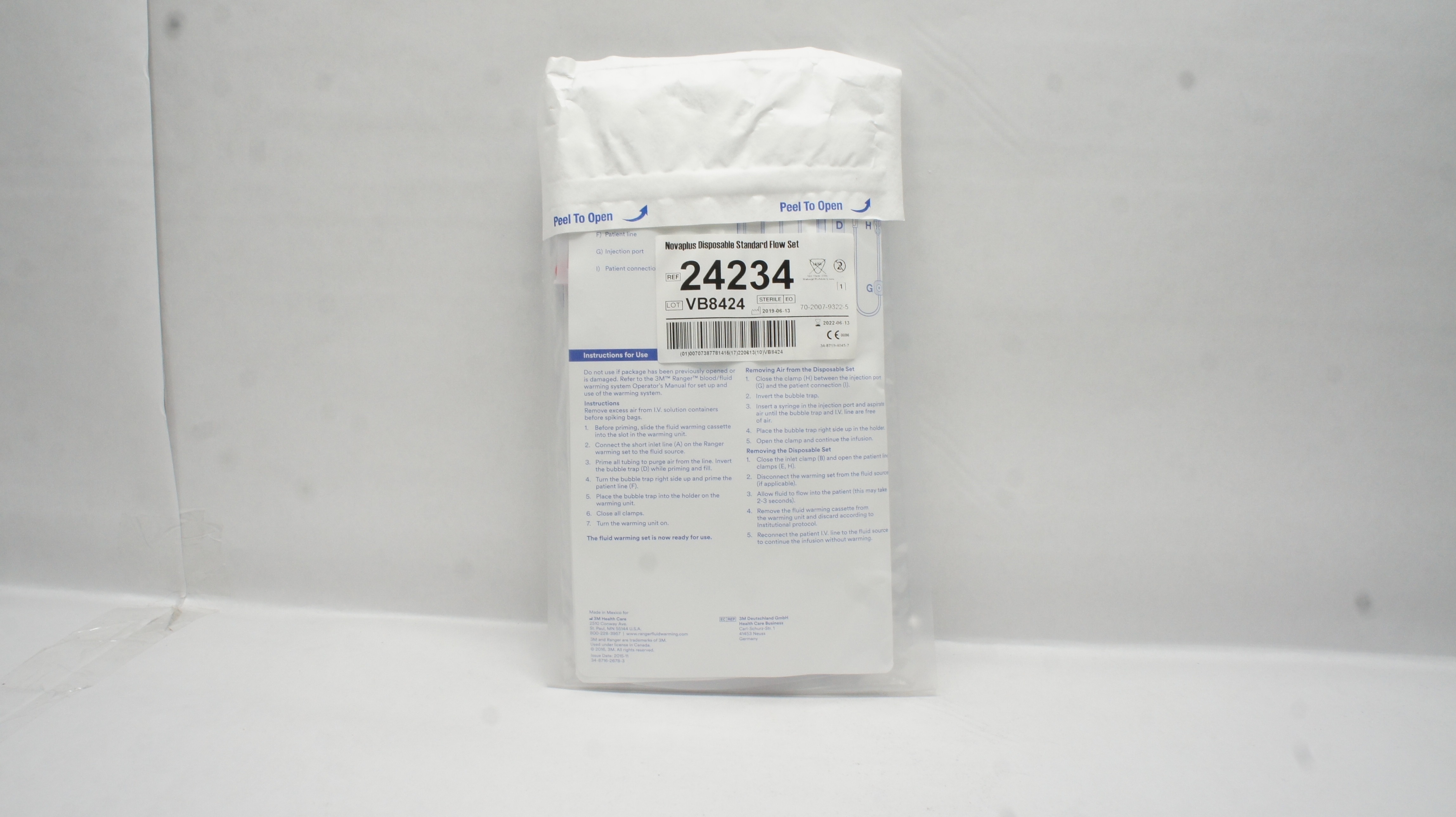 3M 24234 Novaplus Disposable Standard Flow Set 150ml/min, Priming Volume 39 ml