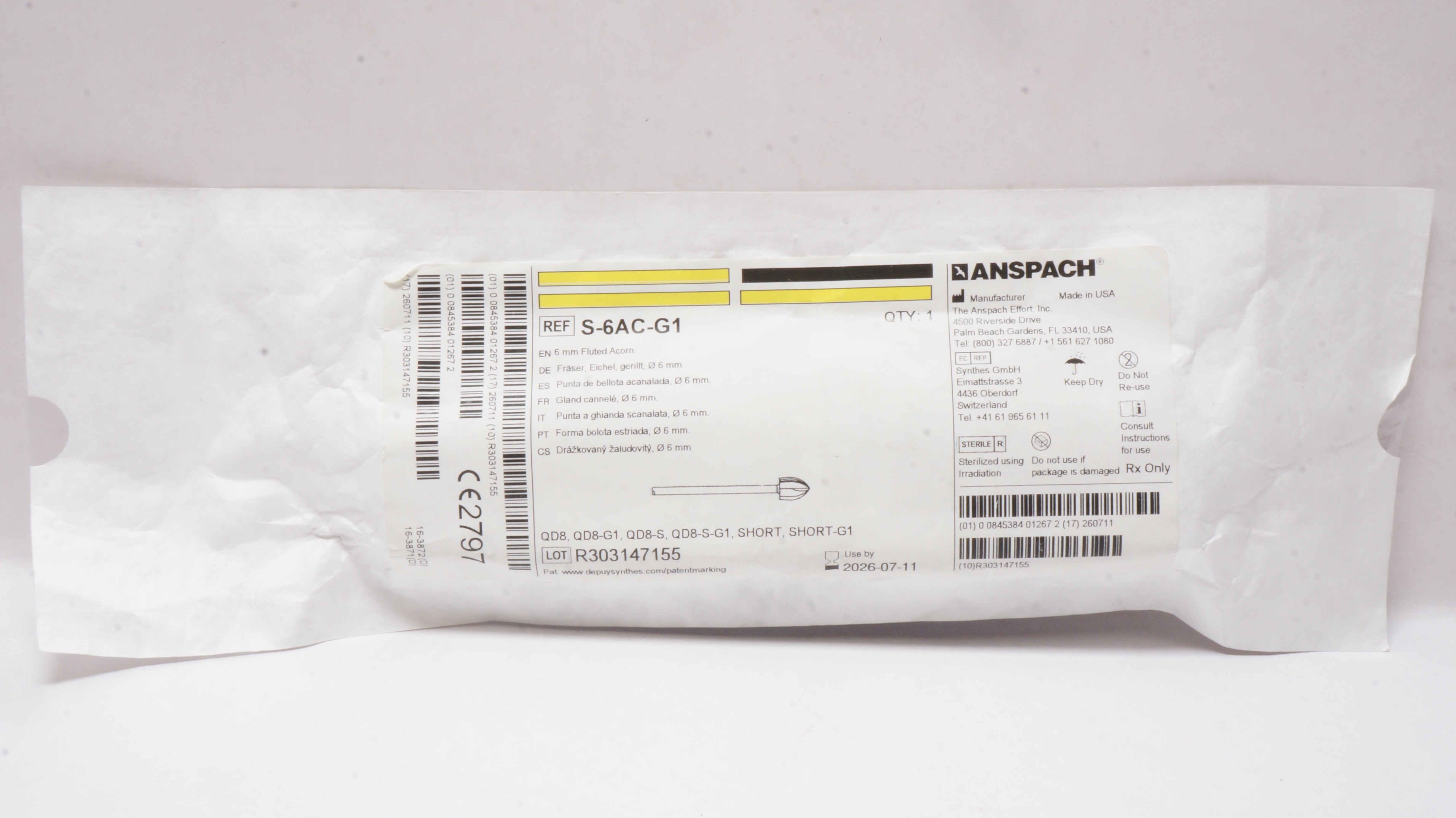 Anspach S-6AC-G1 Fluted Acorn 6mm