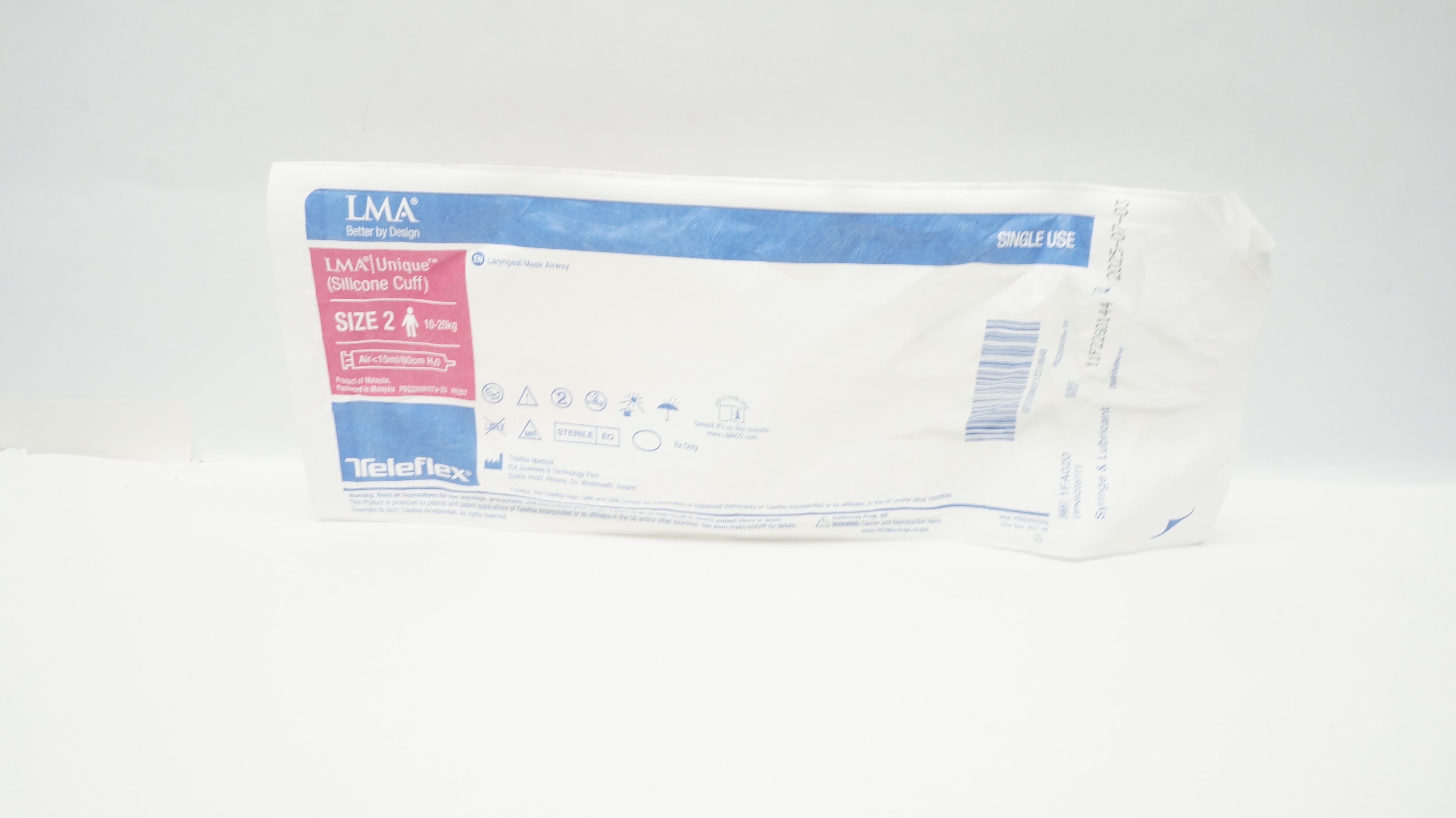 Teleflex 1FA020 LMA Laryngeal Mask Airway, Size 2 10-20kg Air<10ml/60cm H2O