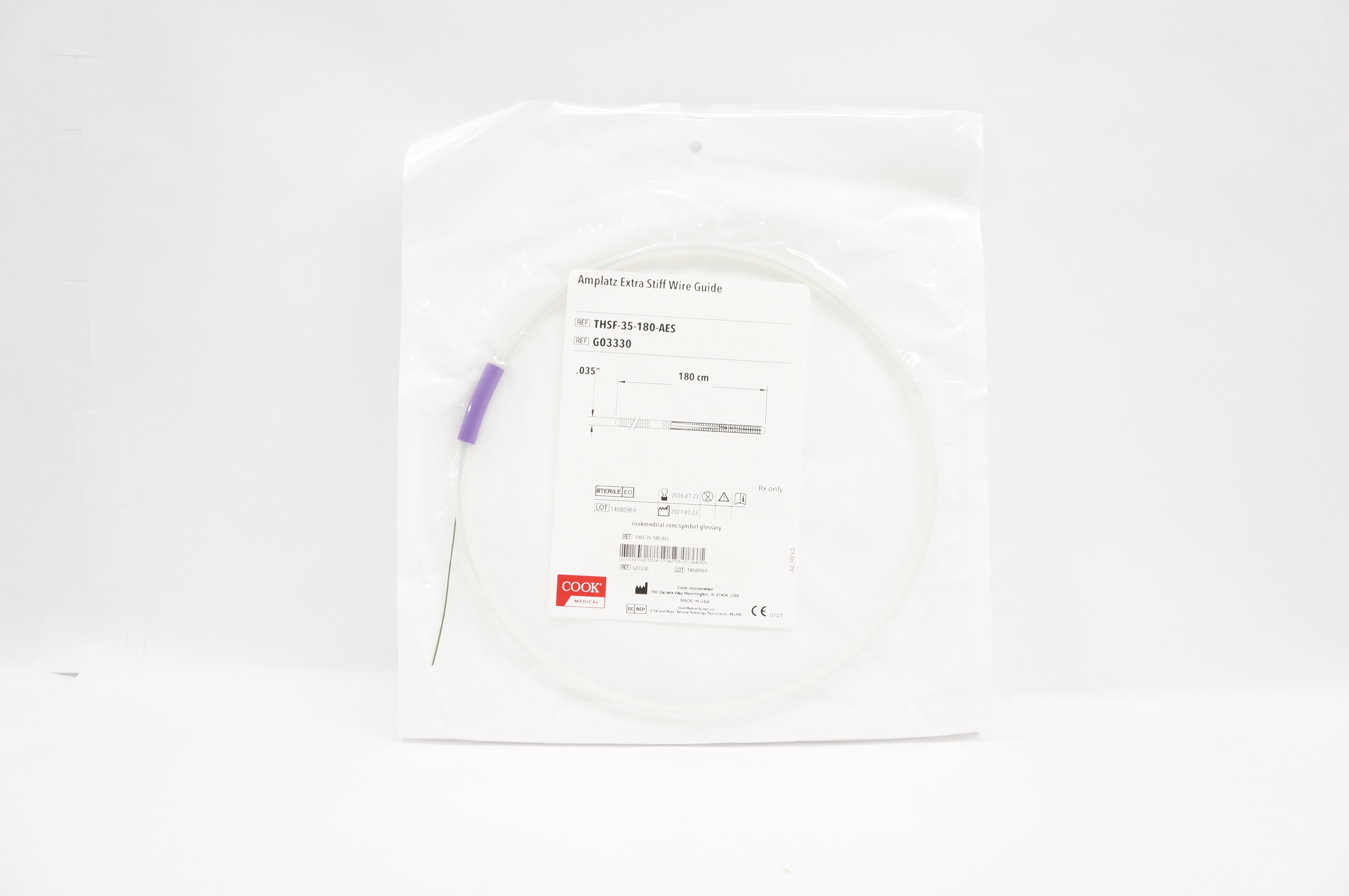 Cook Medical G03330 Amplatz Extra Stiff Wire Guide .035inch x 180cm