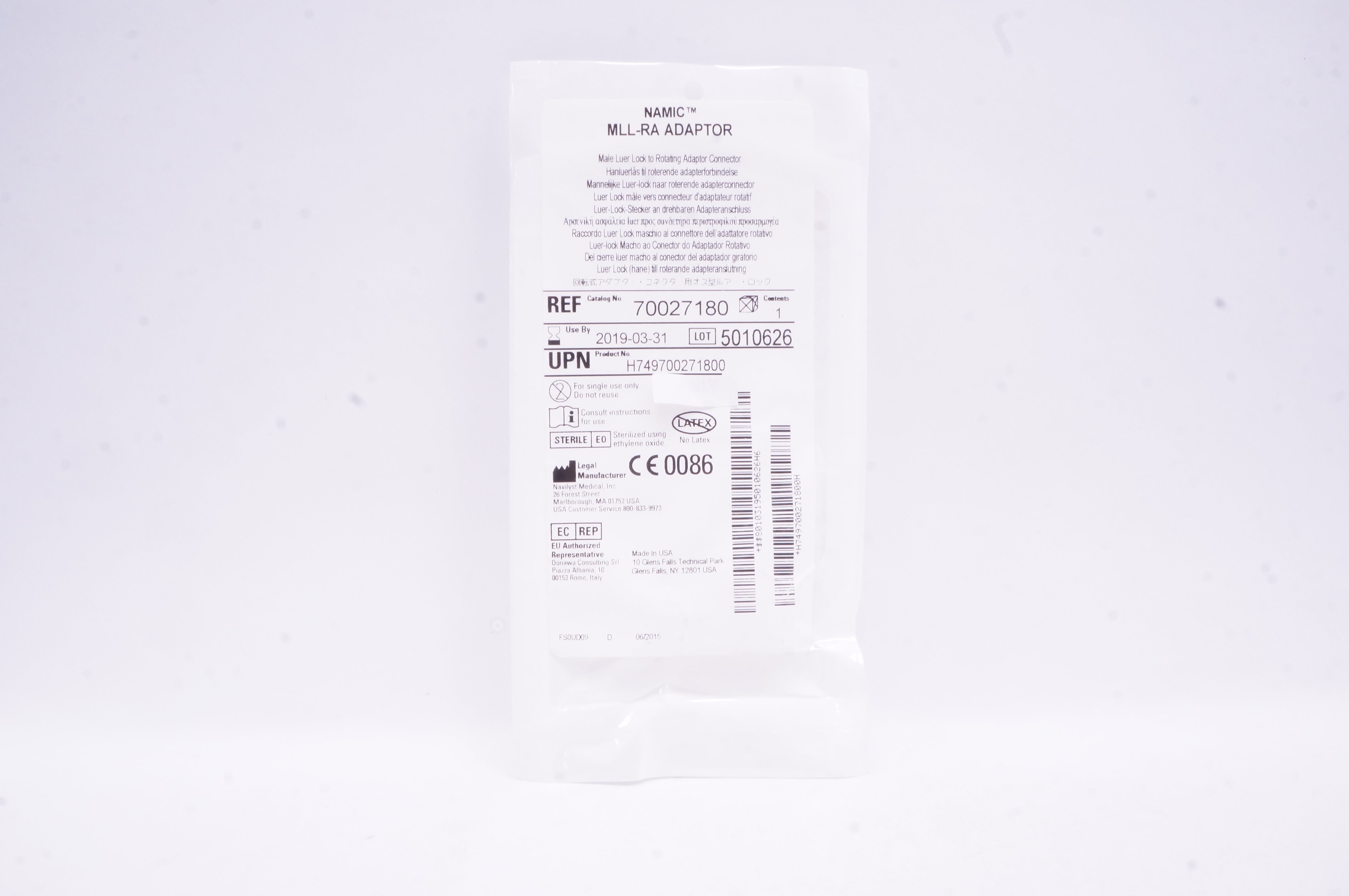 Navylist 70027180 Namic MLL-Ra Adaptor Male Luer Lock (x)