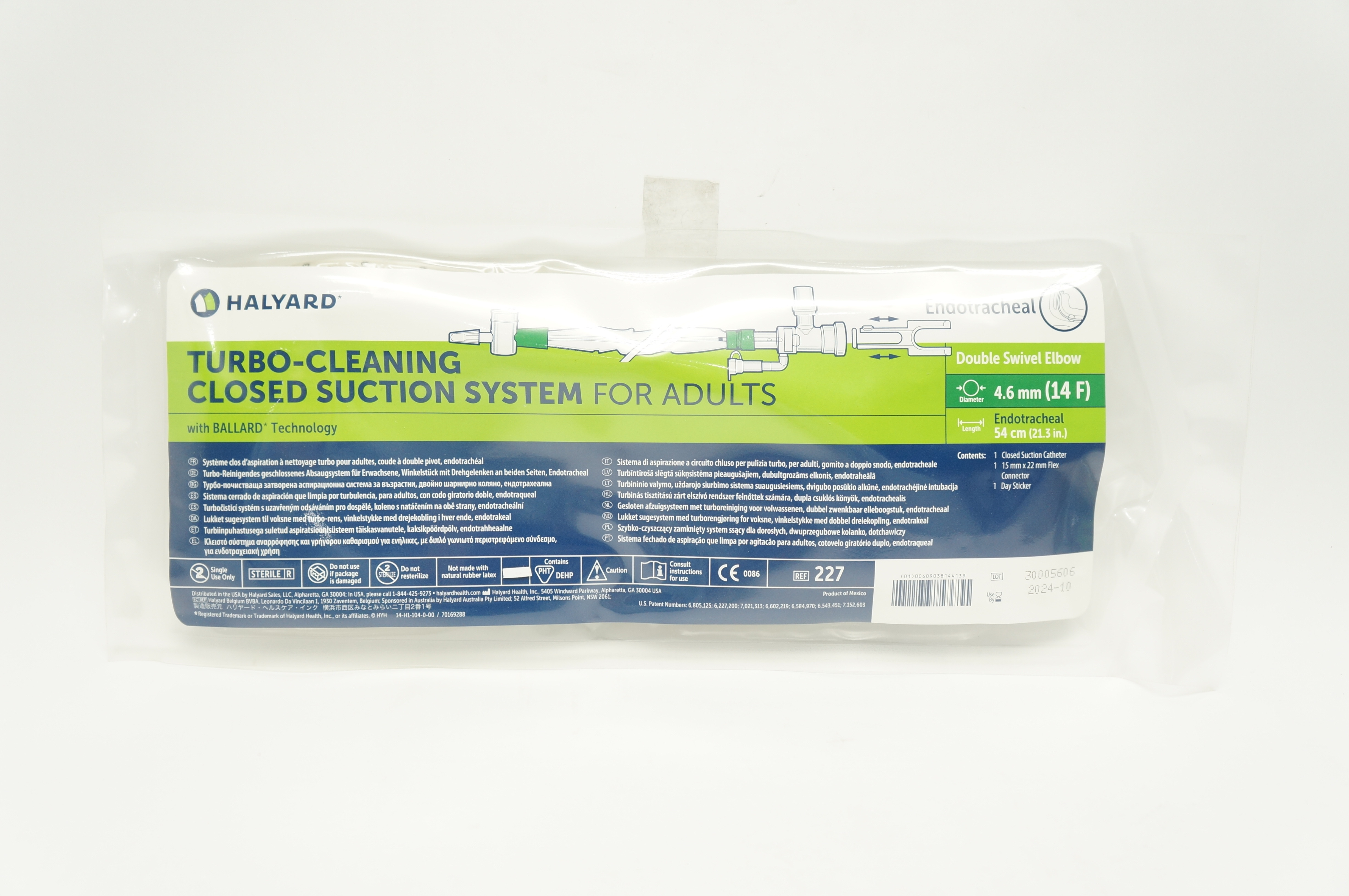 Halyard 227 Turbo-Cleaning Closed Suction System,Adults, Endotracheal 21.3inch
