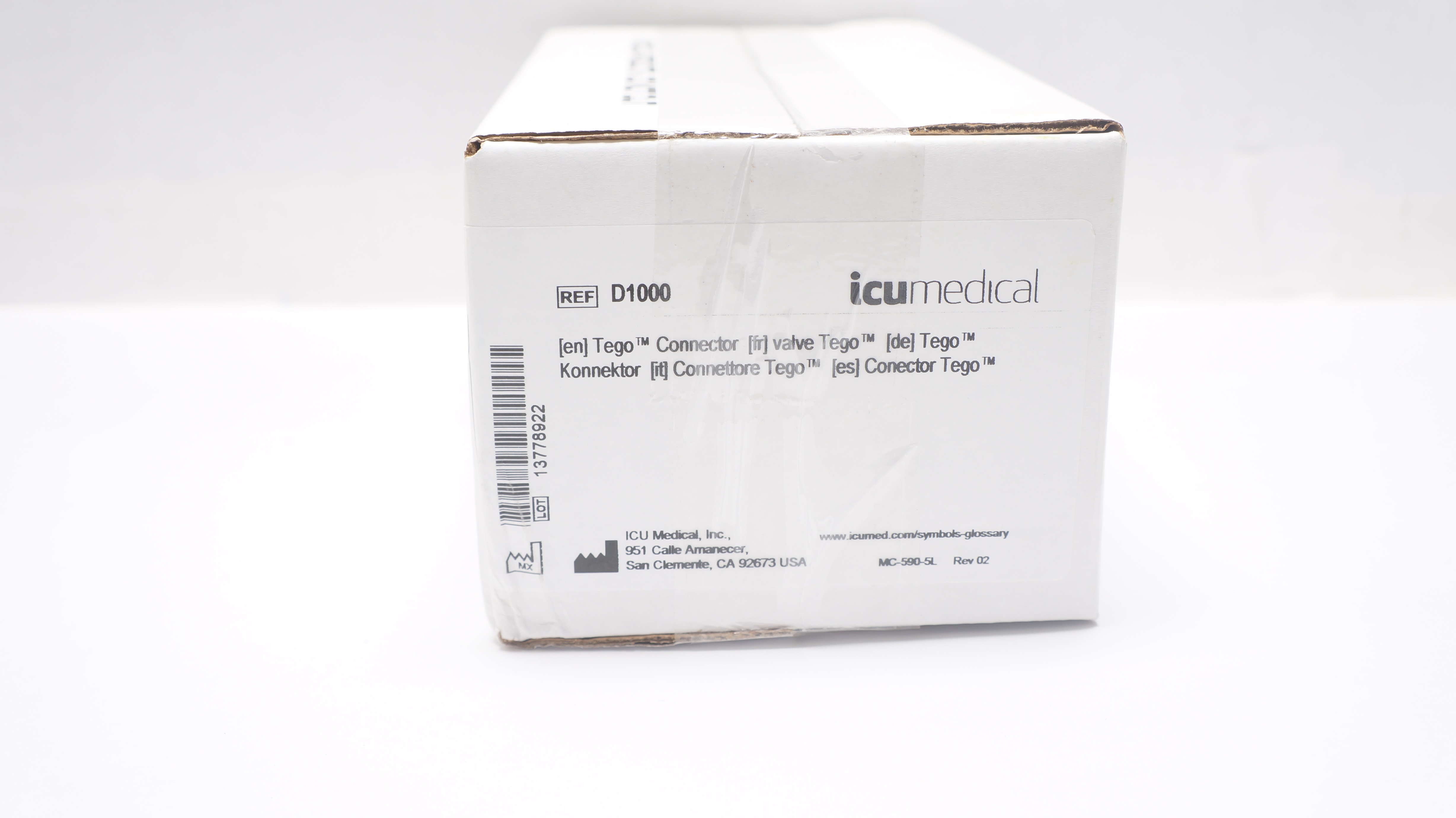 ICU Medical D1000 Tego Connector - Box of 100