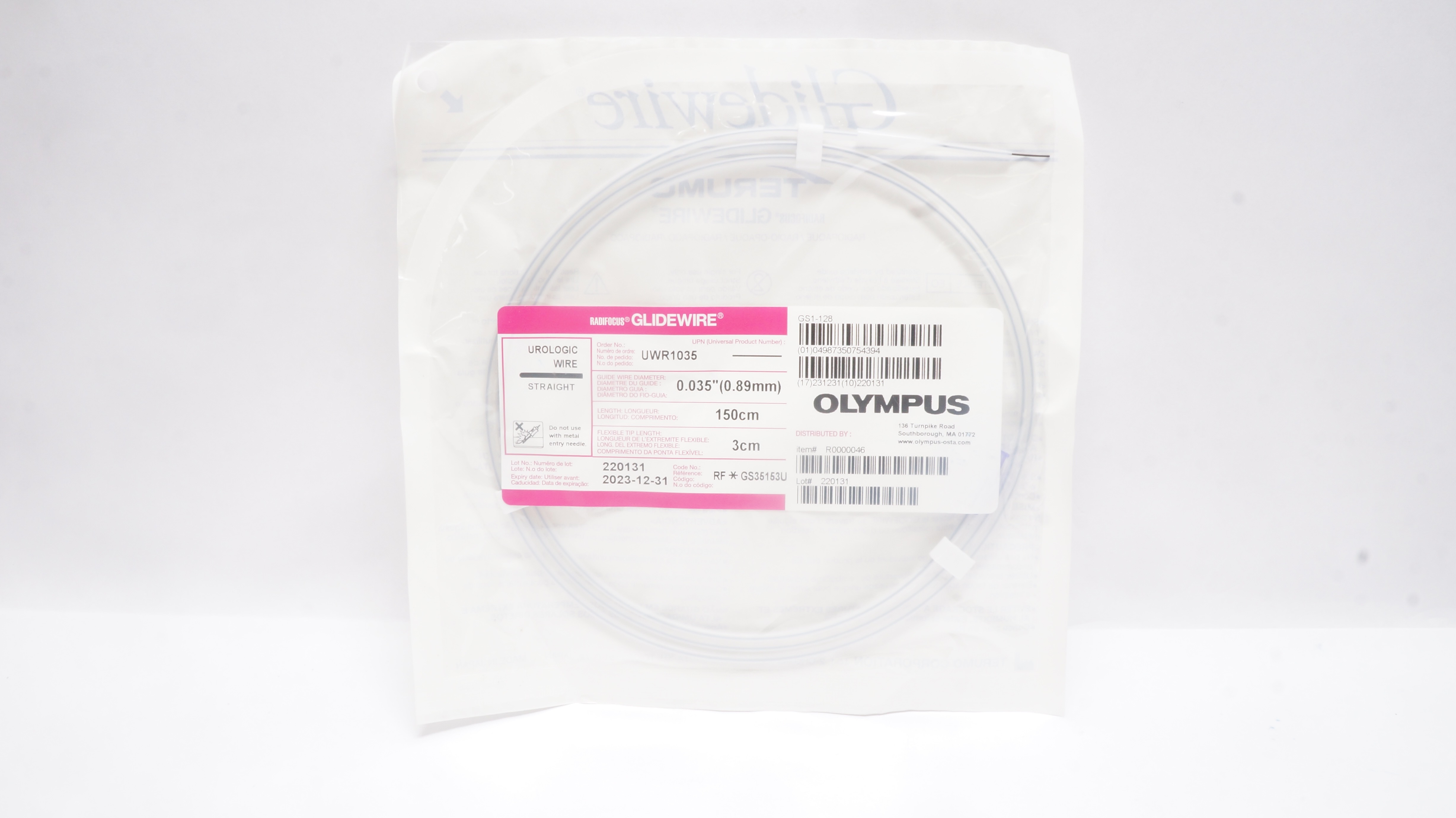 Terumo GS35153U Radifocus Glidewire Urologic Wire Straight 0.035inch x 150 x 3cm