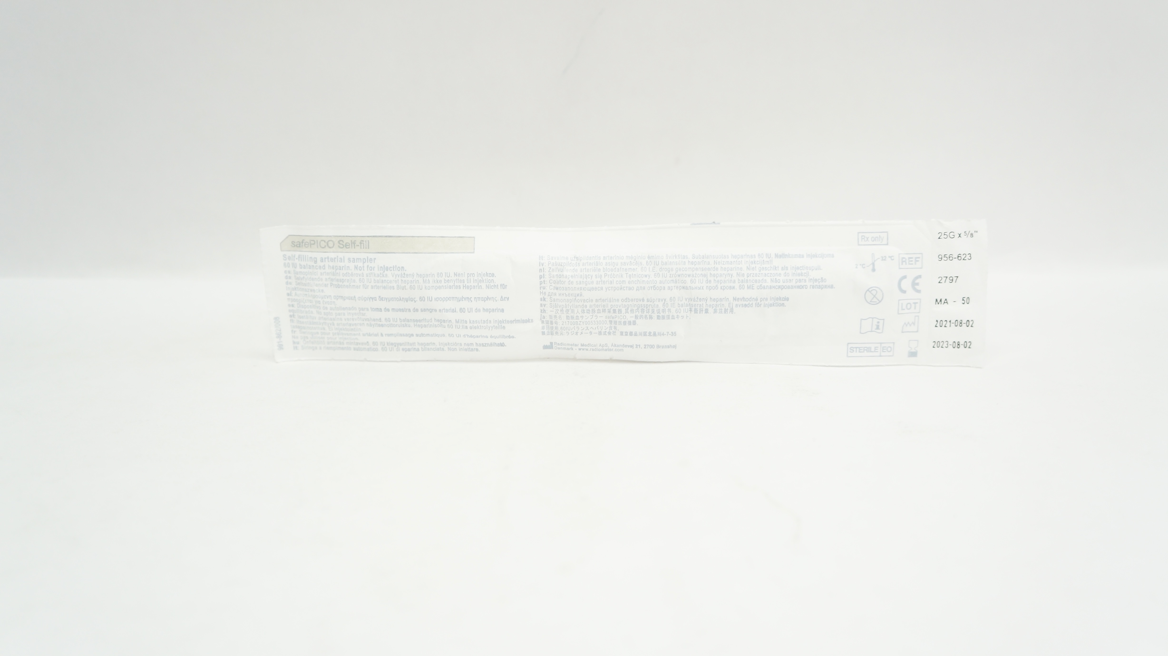 Radiometer Medical 956-623 SafePico Self-Filling Arterial Sampler 25Gx5/8inch(x)