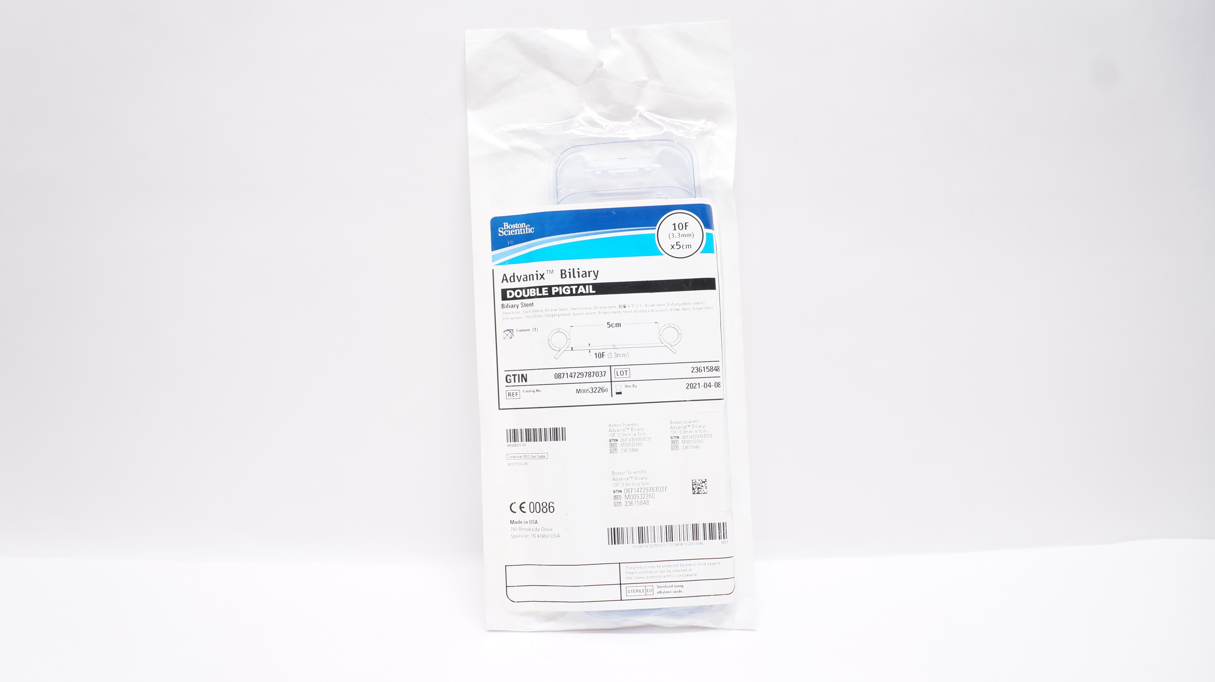 Boston Scientific 3226 Advanix Biliary Stnt., Double Pigtail, 10F x 5cm (x)
