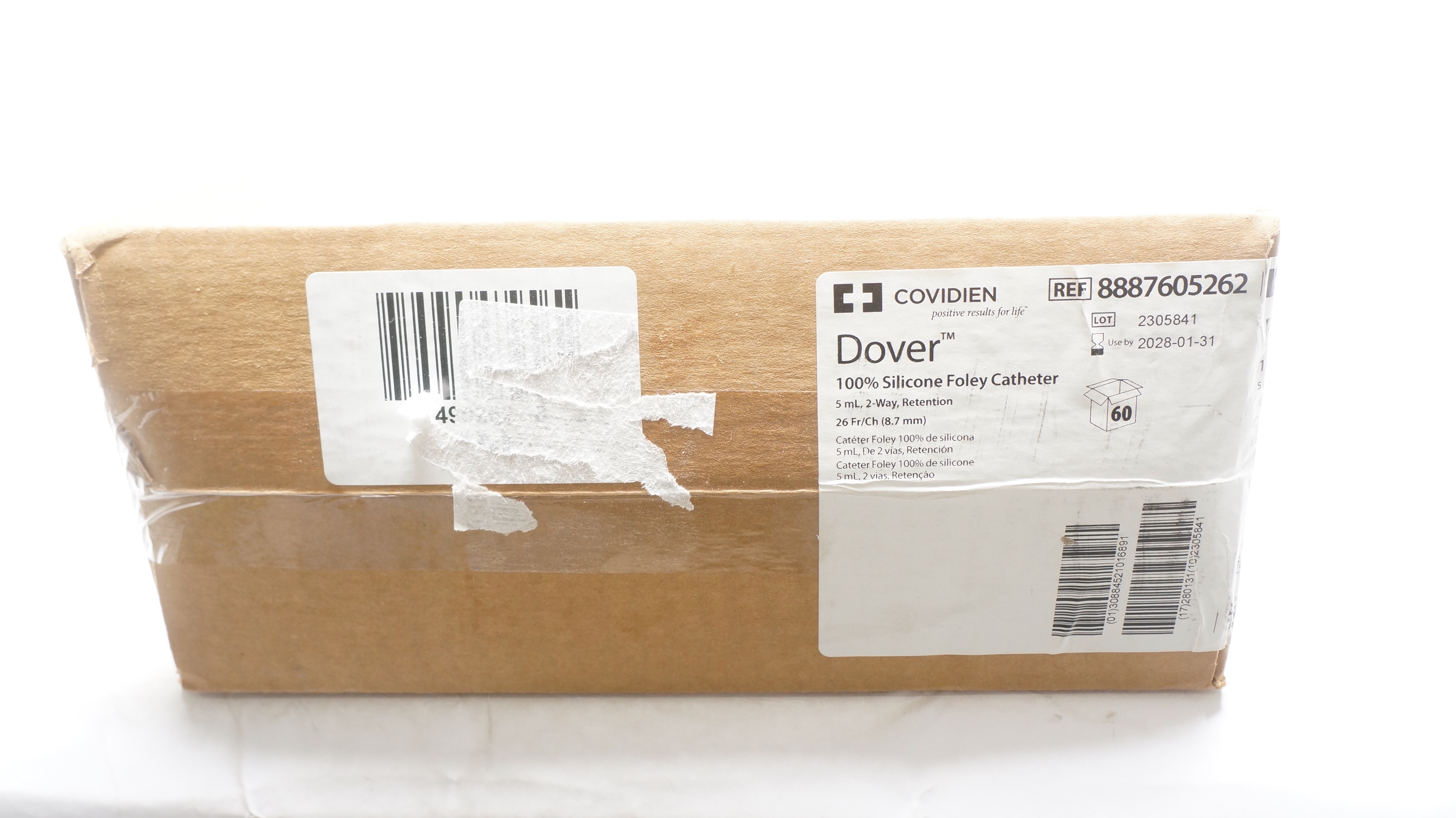 Covidien 8887605262 Dover 100% Silicone Foley Cath 2-Way 26Fr/Ch,5ml - Box of 60