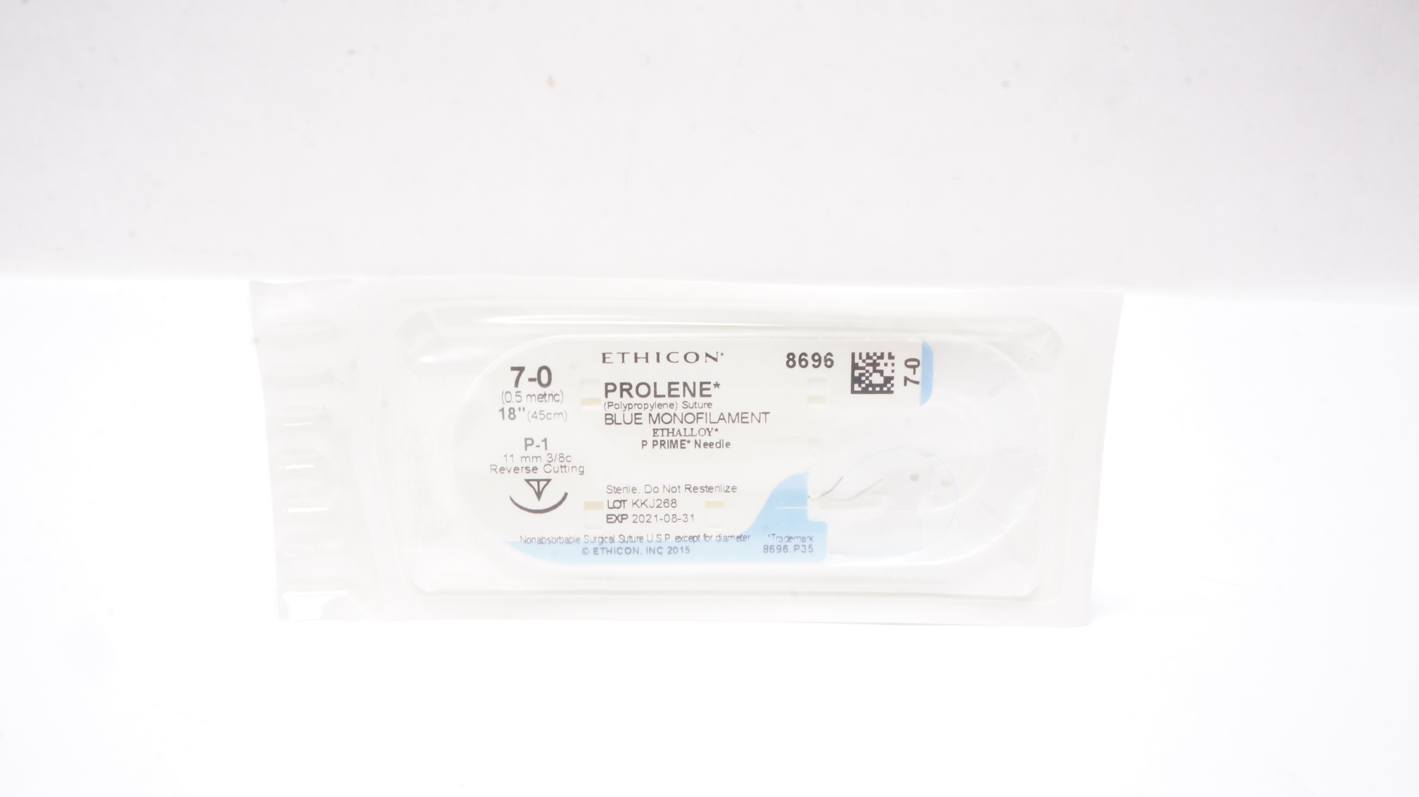 Ethicon 8696 7-0 PROLENE P-1 11mm 3/8c Reverse Cutting 18inch (x)