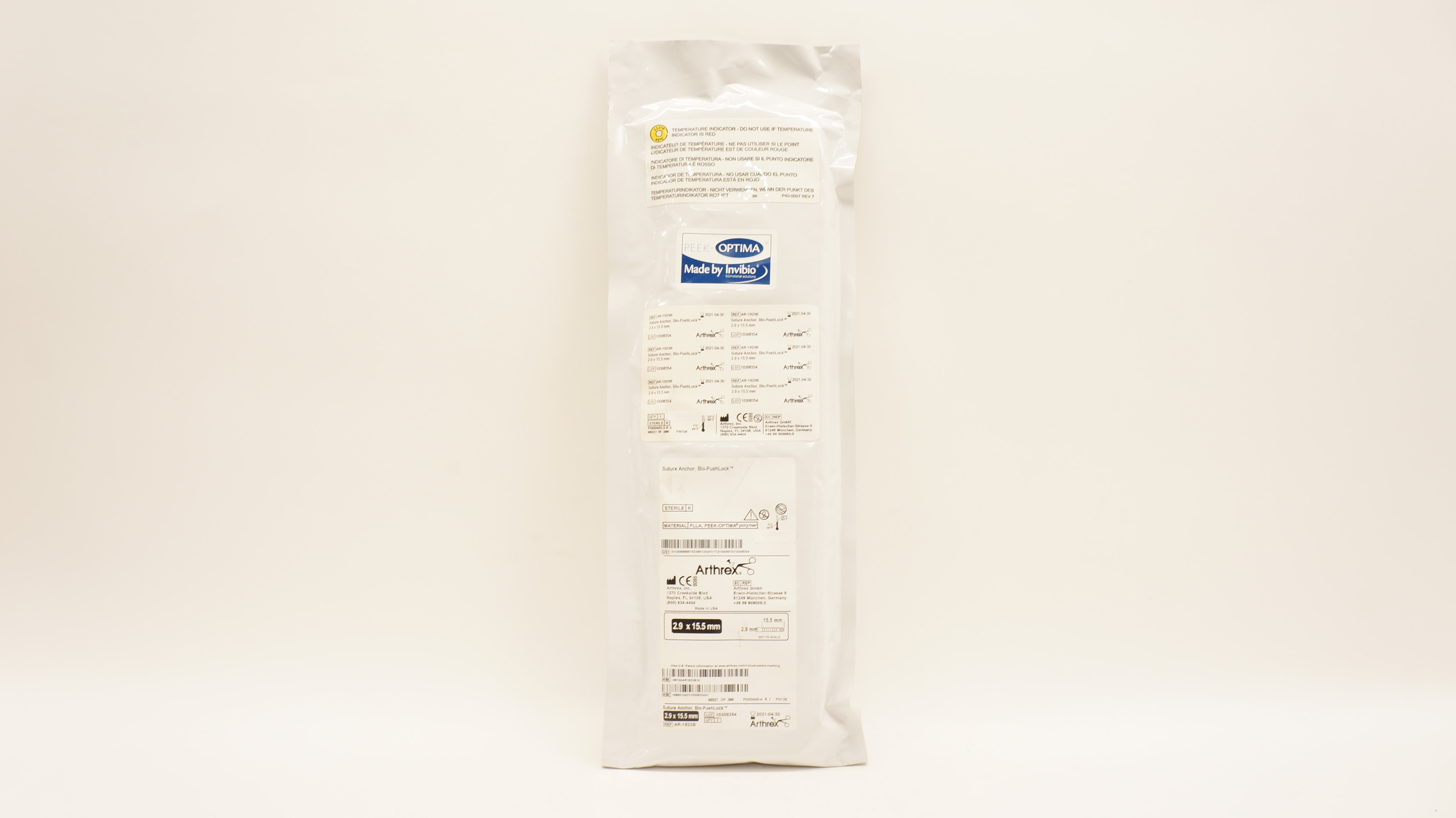 Arthrex AR-1923B Suture Anchor Bio-PushLock 2.9 x 15.5mm (x)