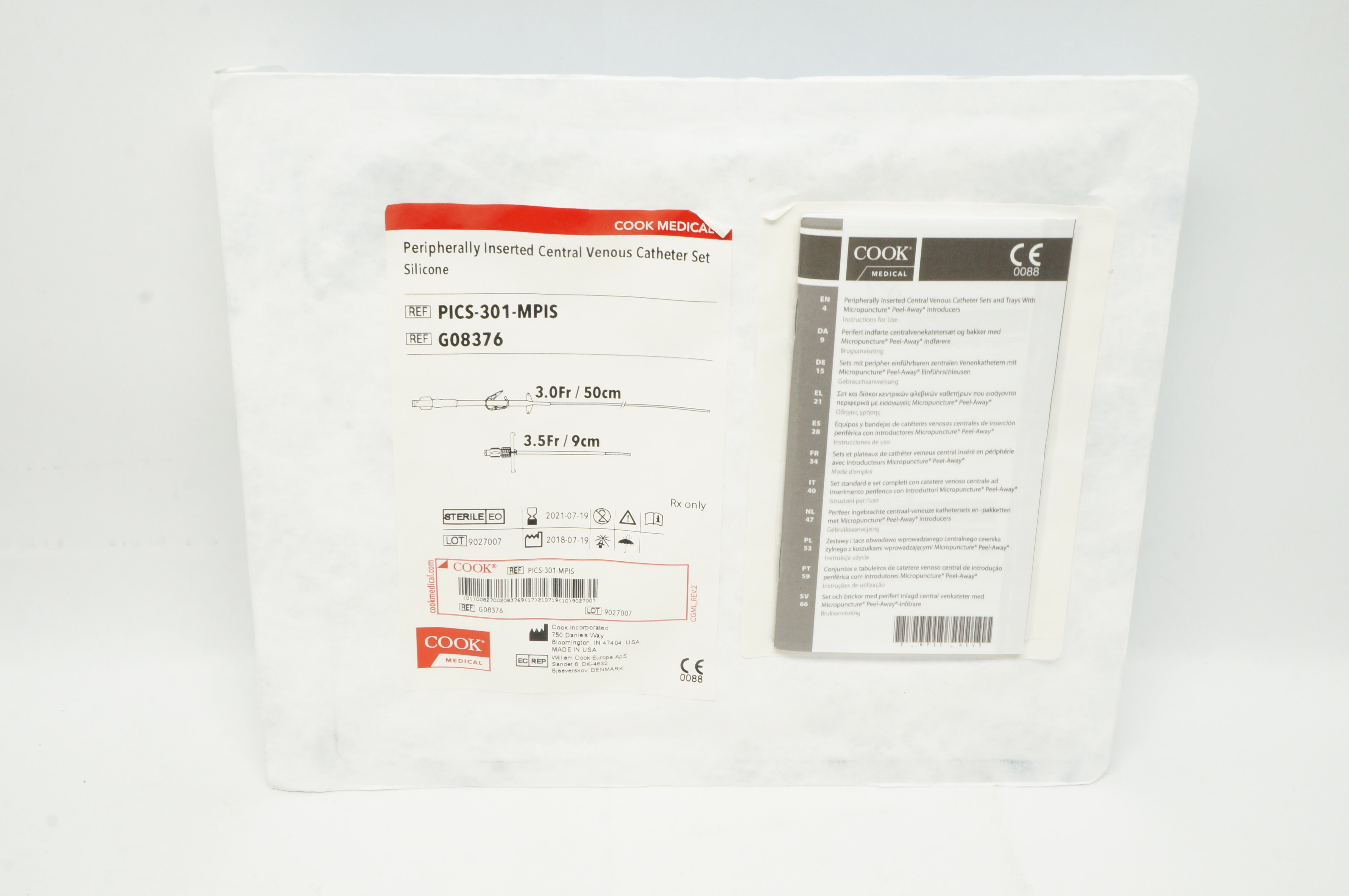 Cook Medical G08376 Peripherally Inserted Central Venous Cath.Set Silicone 3F(x)