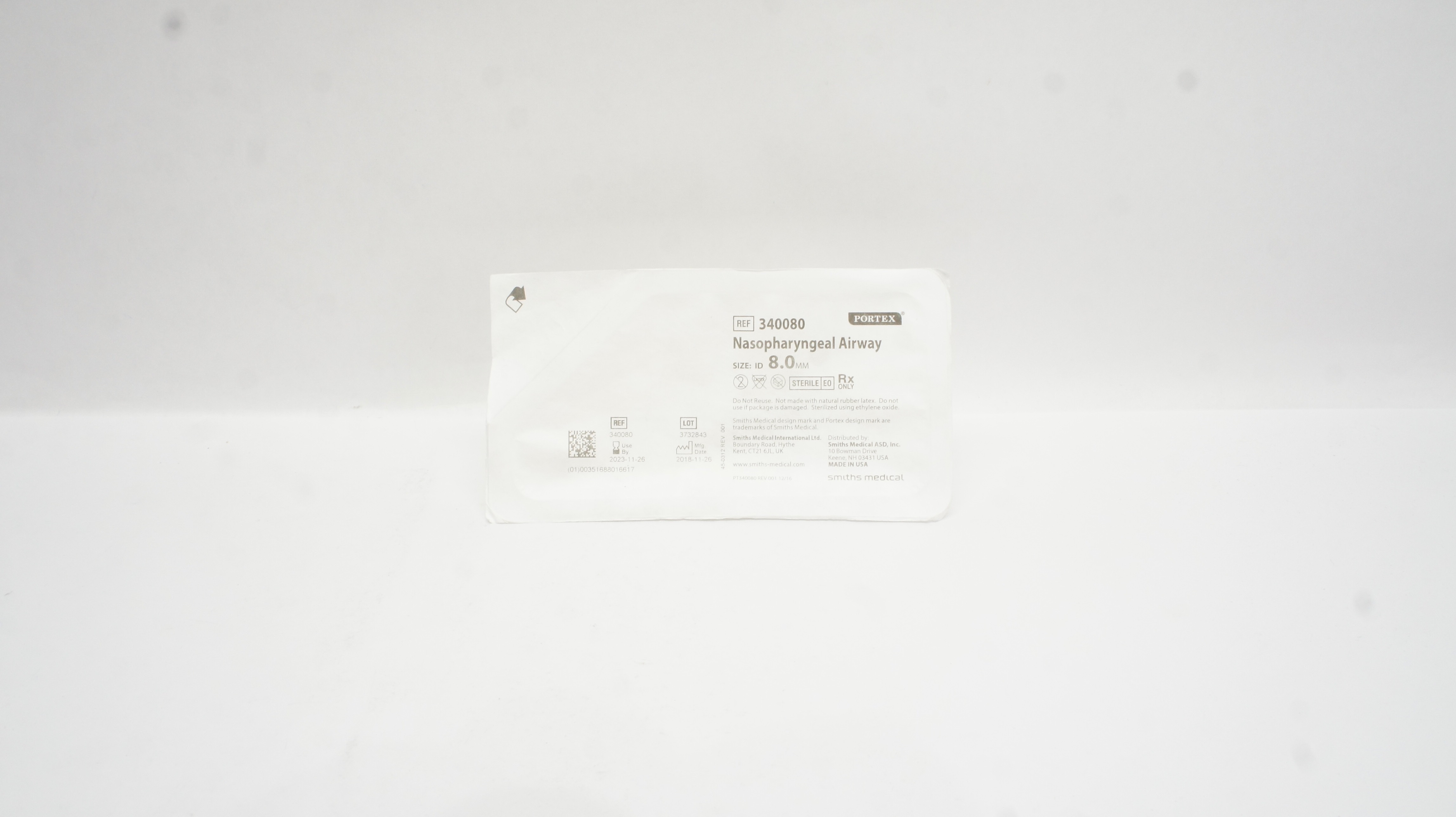 Smiths Medical 340080 Portex Nasopharyngeal Airway ID 8.0mm (x)