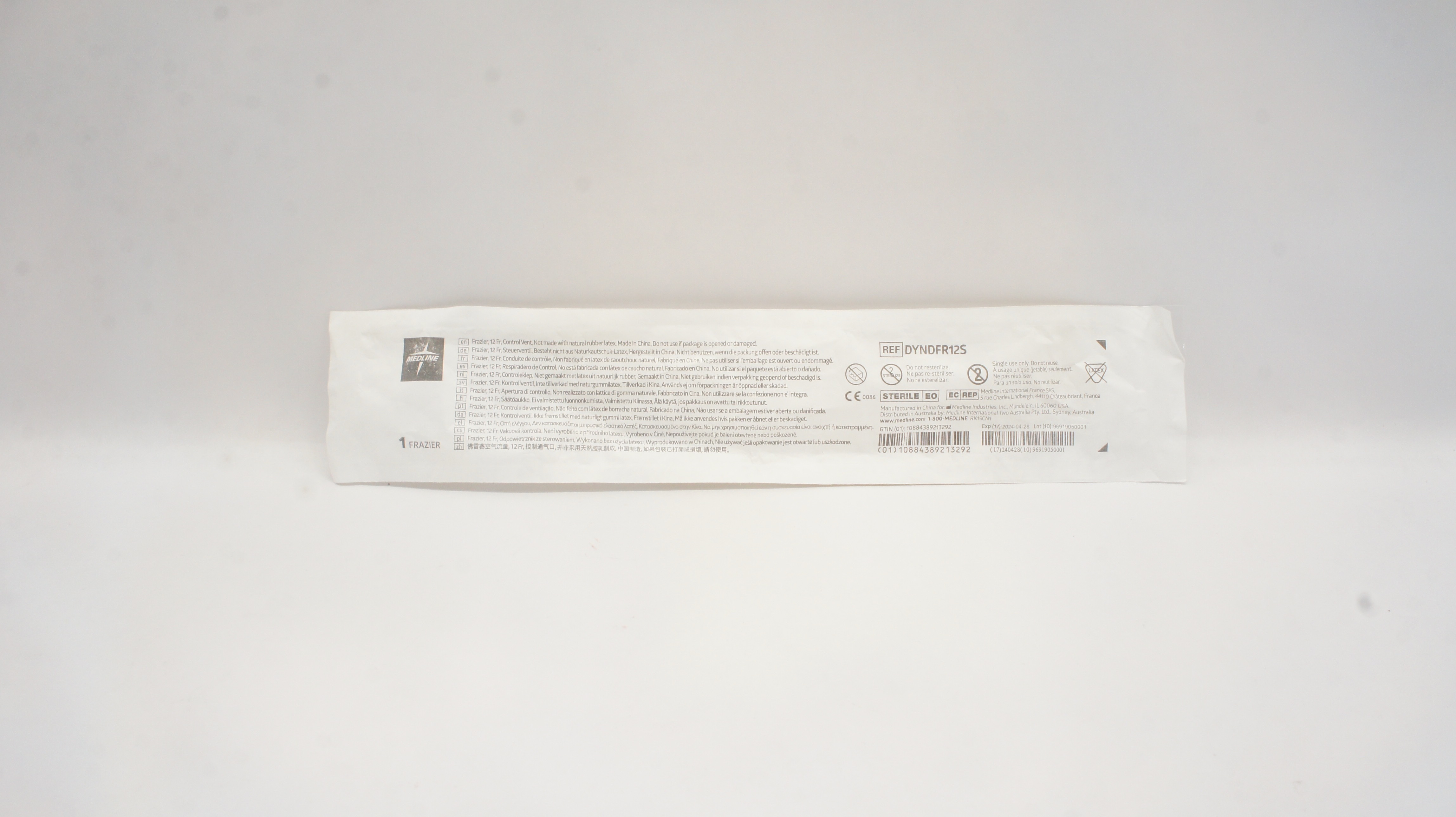 Medline DYNDFR12S Frazier Suction Tubes 12 Fr