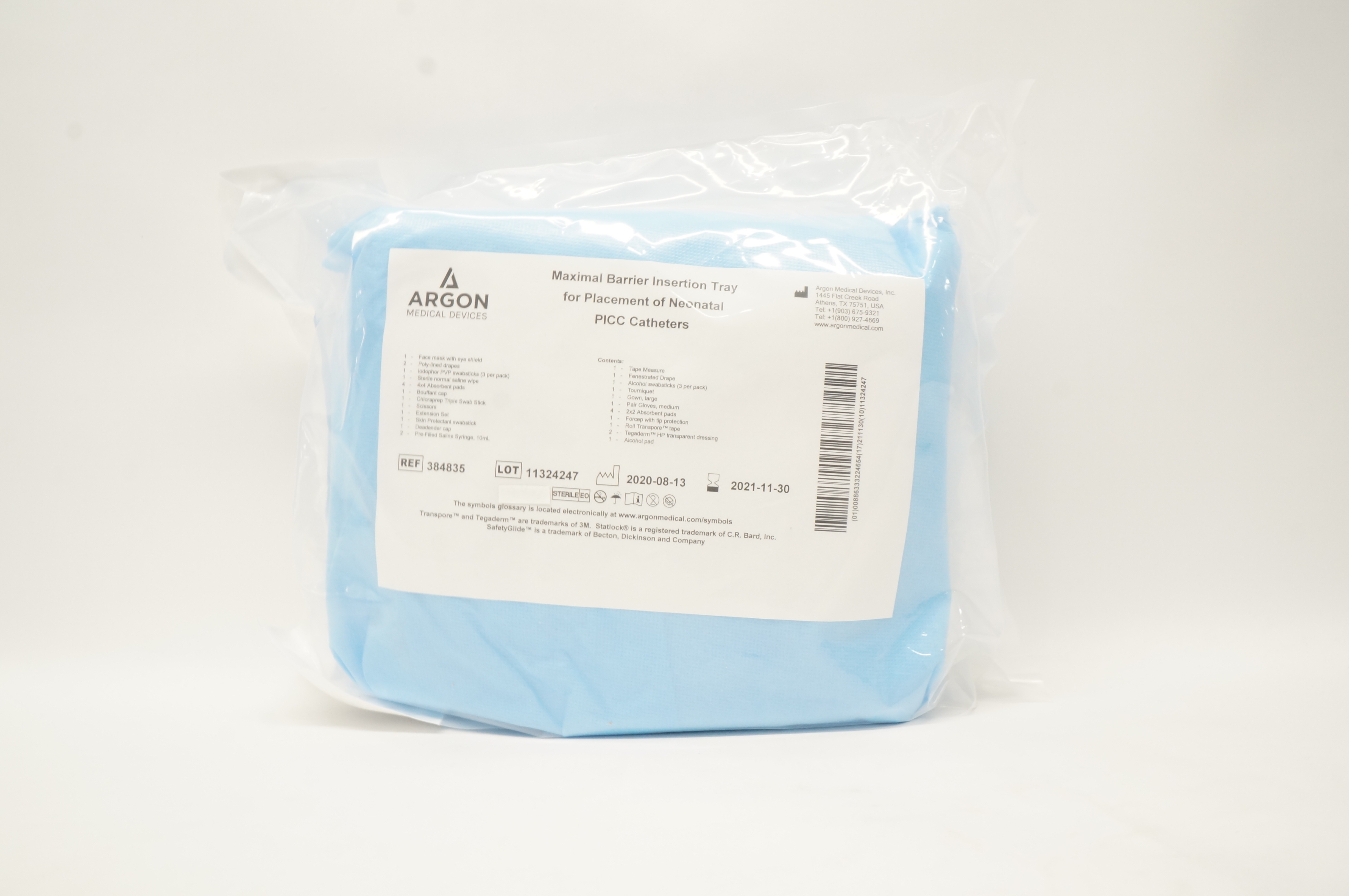 Argon 384835 Maximal Barrier Insertion Tray For Placement of Neonatal PICC Cath.