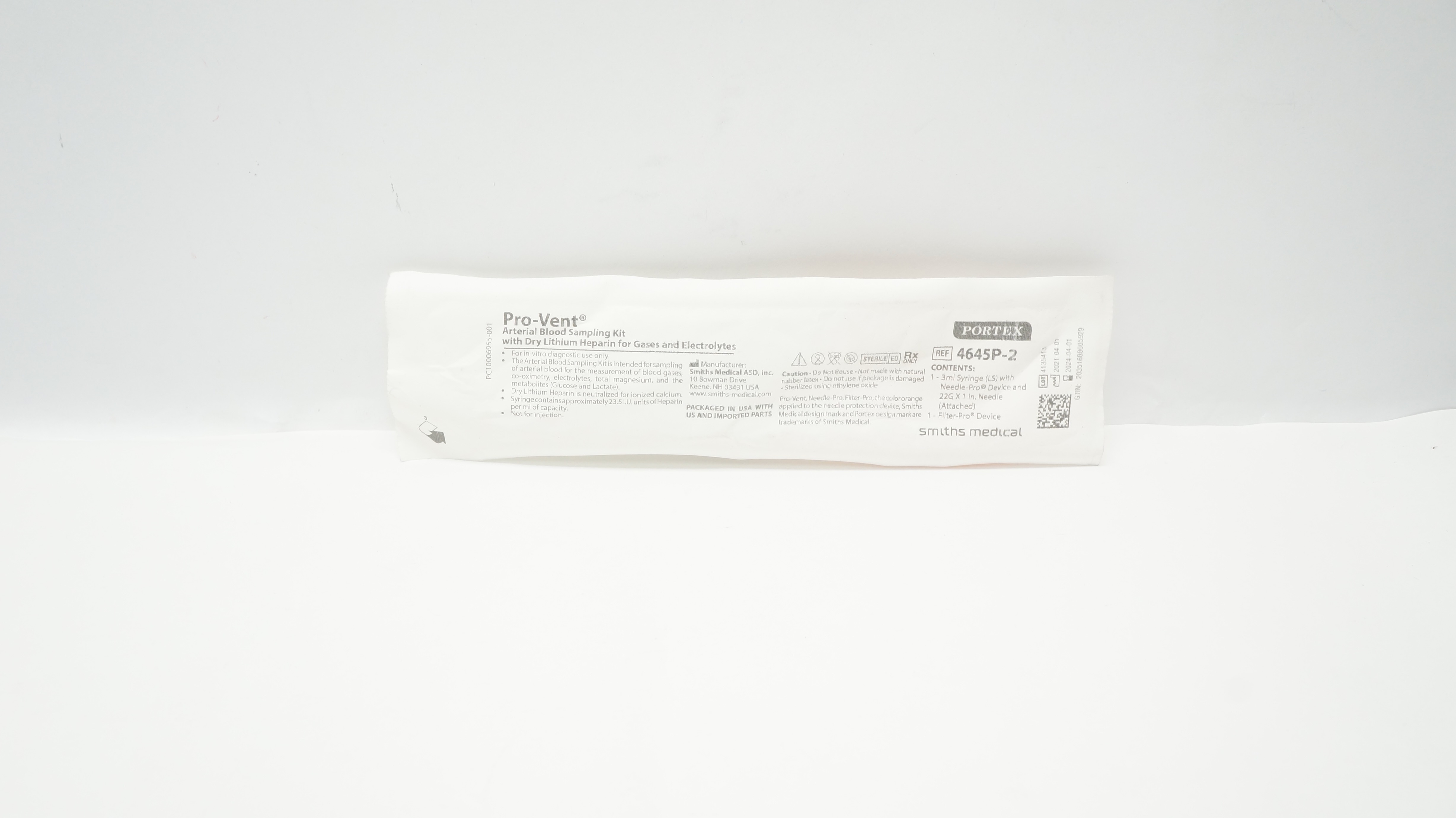 Smiths Medical 4645P-2 Portex Pro-Vent Arterial Blood Sampling Kit (x)
