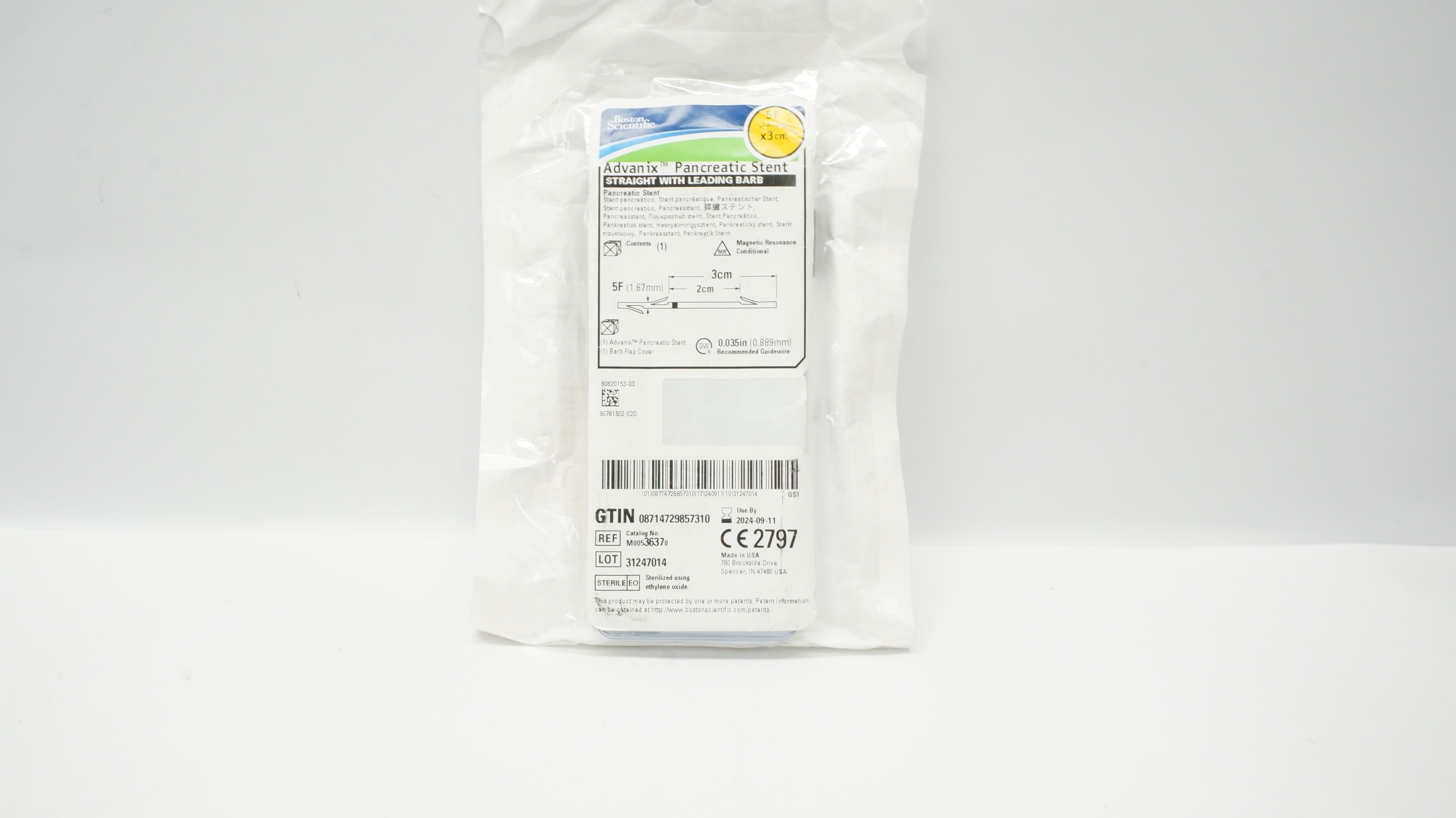 Boston Scientific M00536370 Advanix Pancreatic Stnt 5F x 3cm (x)