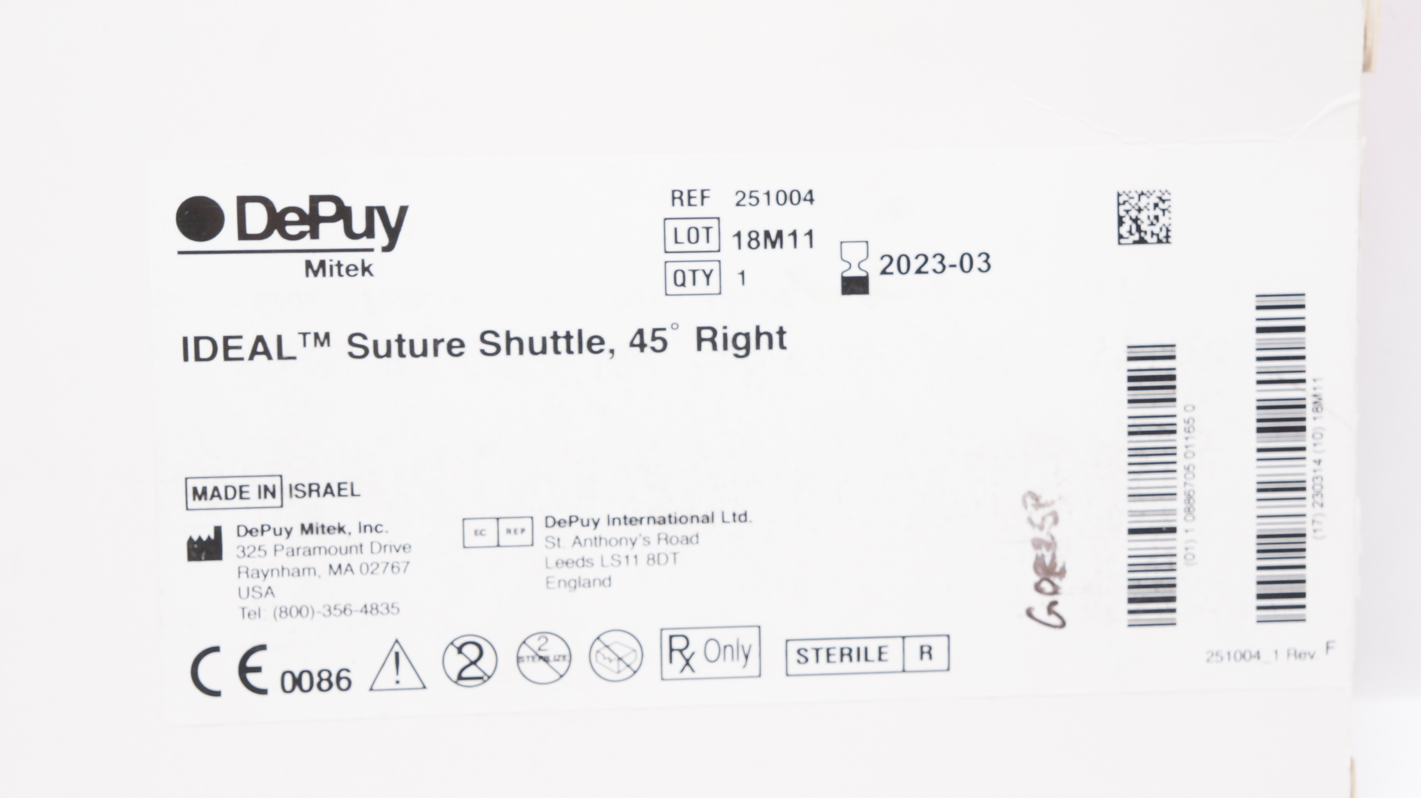 DePuy 251004 Ideal Stre Shuttle, 45Degree Right (x)