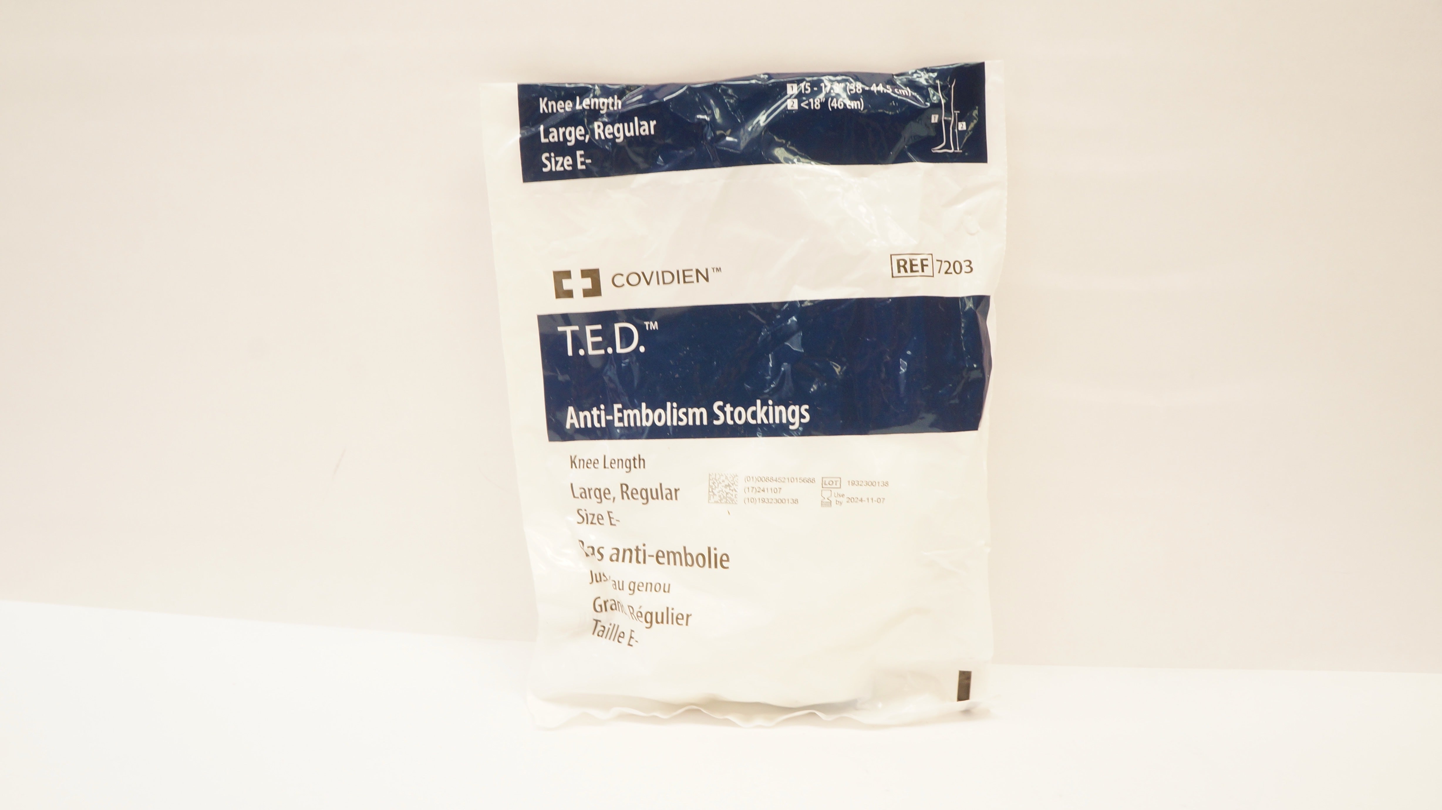 Covidien 7203 T.E.D. Anti-Embolism Stockings Knee Length, 15-17.5inch <18inch