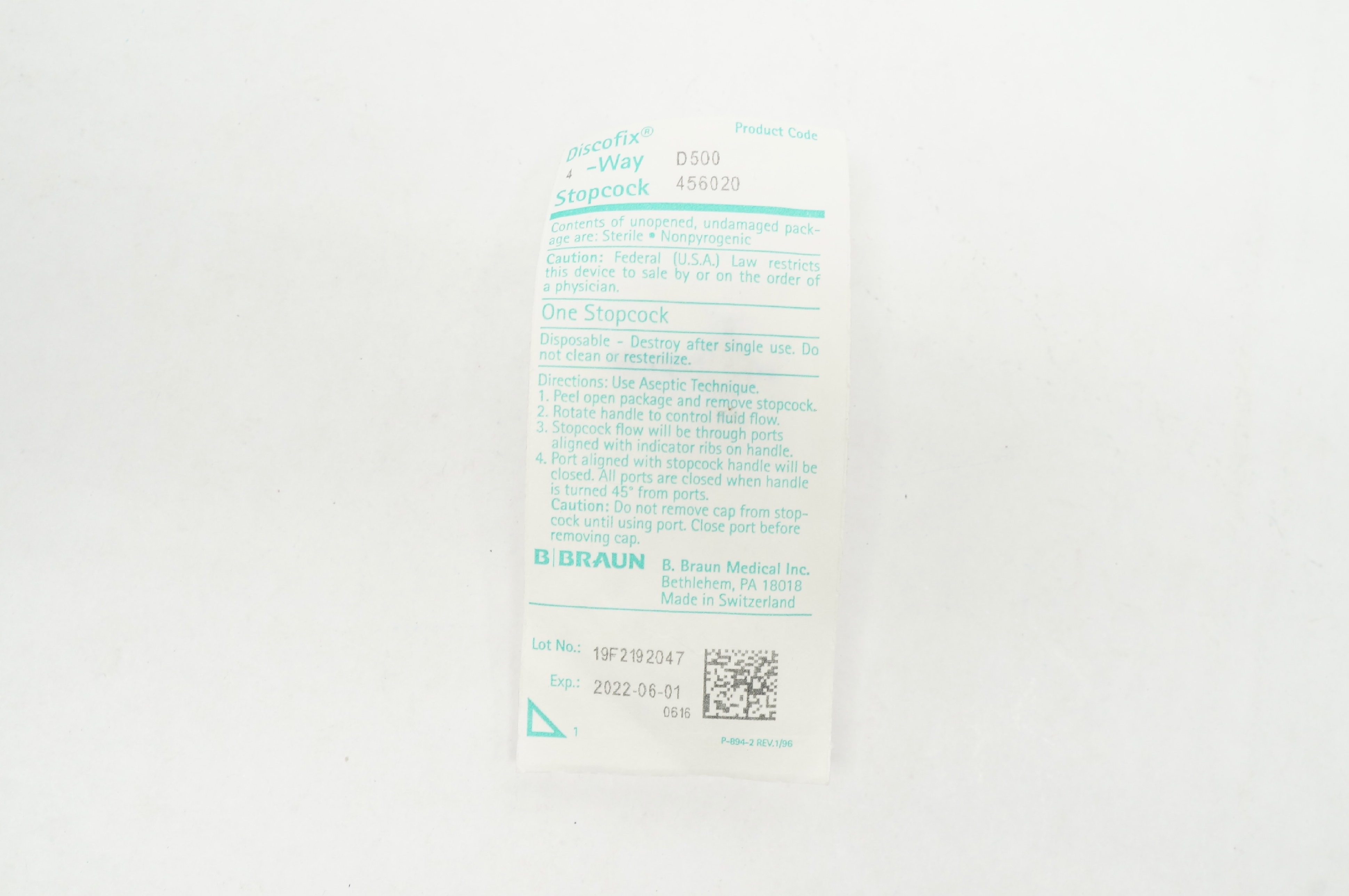 Braun D500/456020 Discofix 4-Way Stopcock (x)