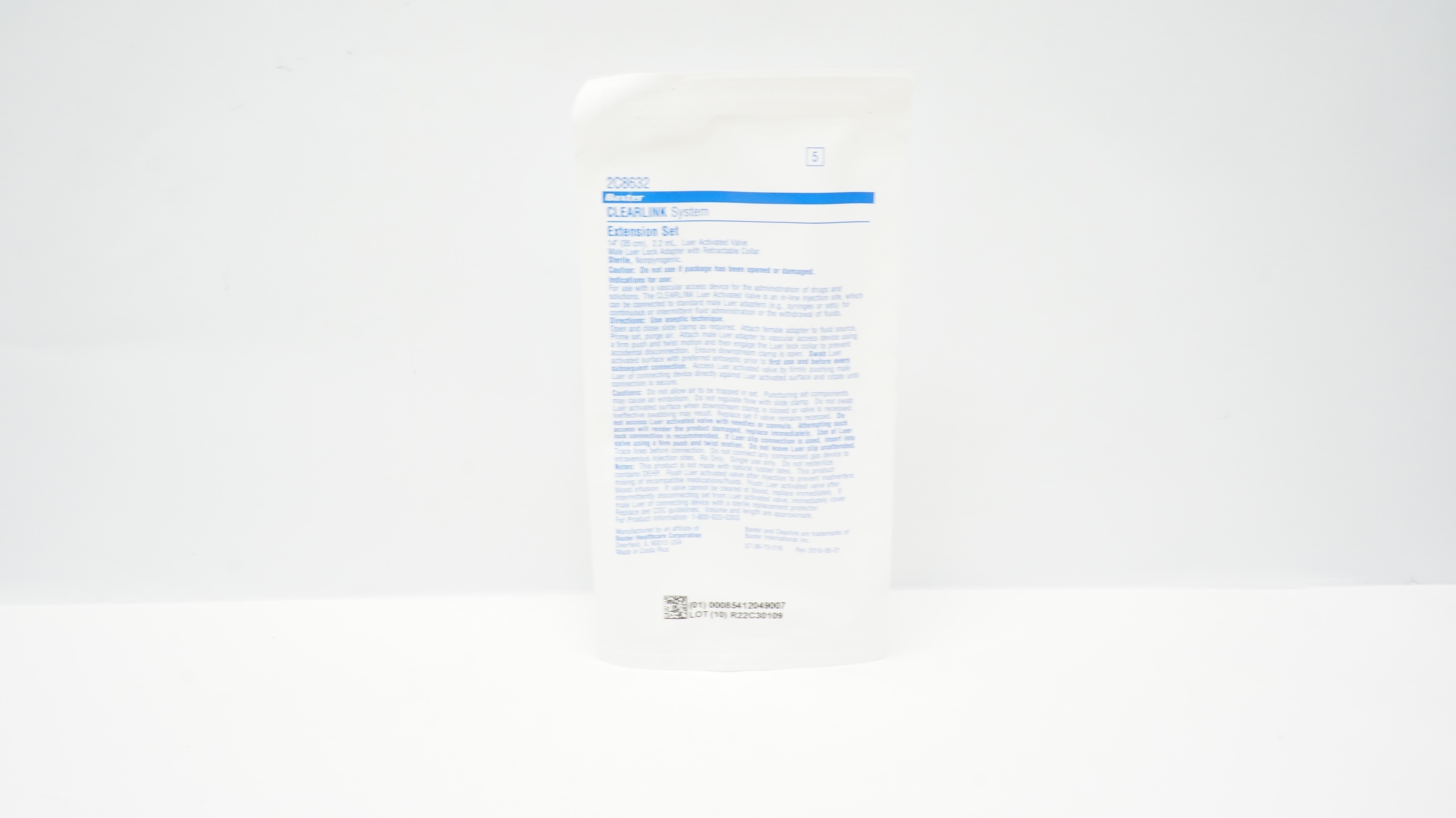 Baxter 2C8632 Clearlink System, Extension Set 14in, 2.2mL, Luer Activated Valve