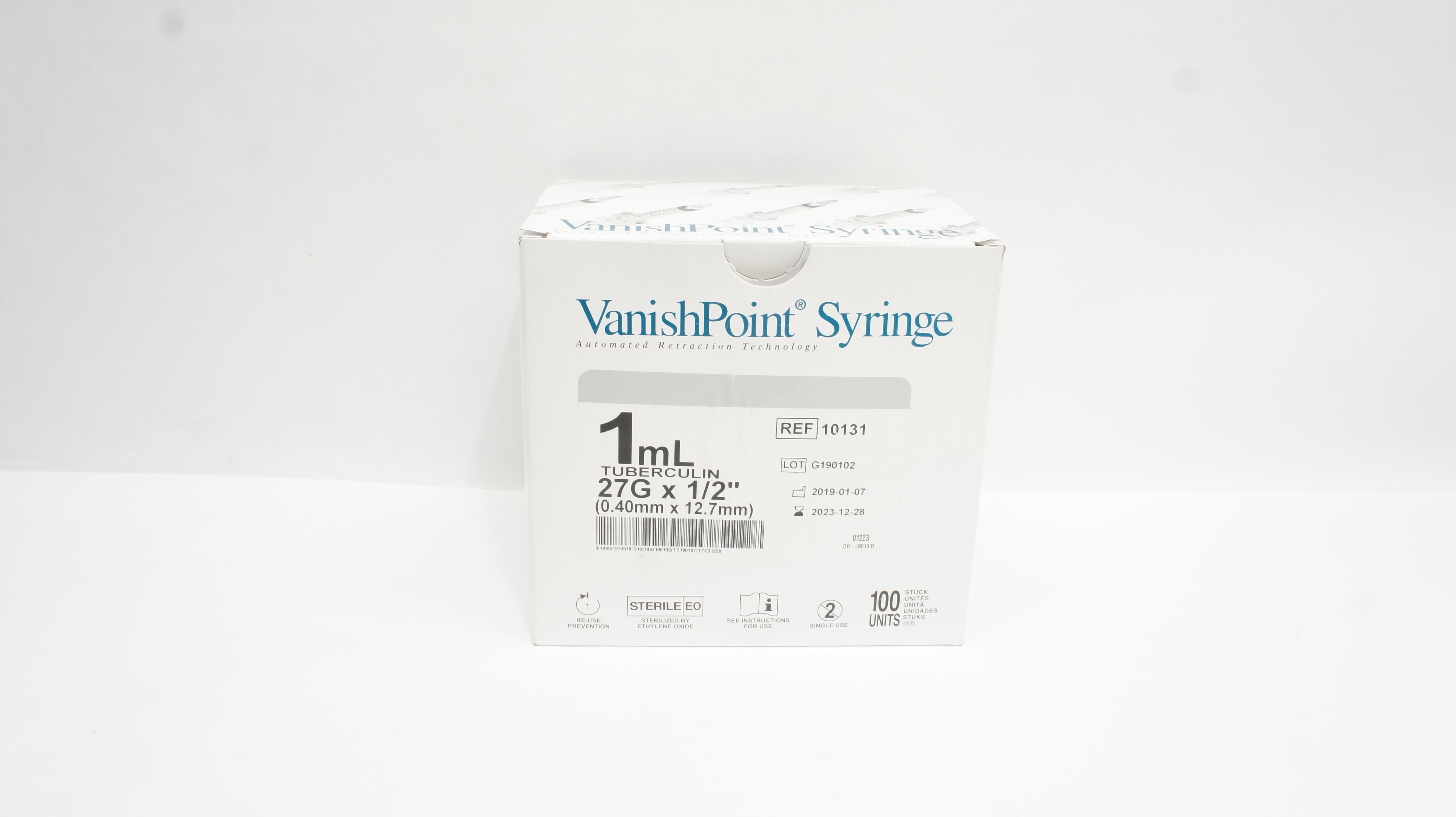 Retractable Technologies 10131 VanishPoint Tuberculin Syringe 1mL -Box of 80 (x)