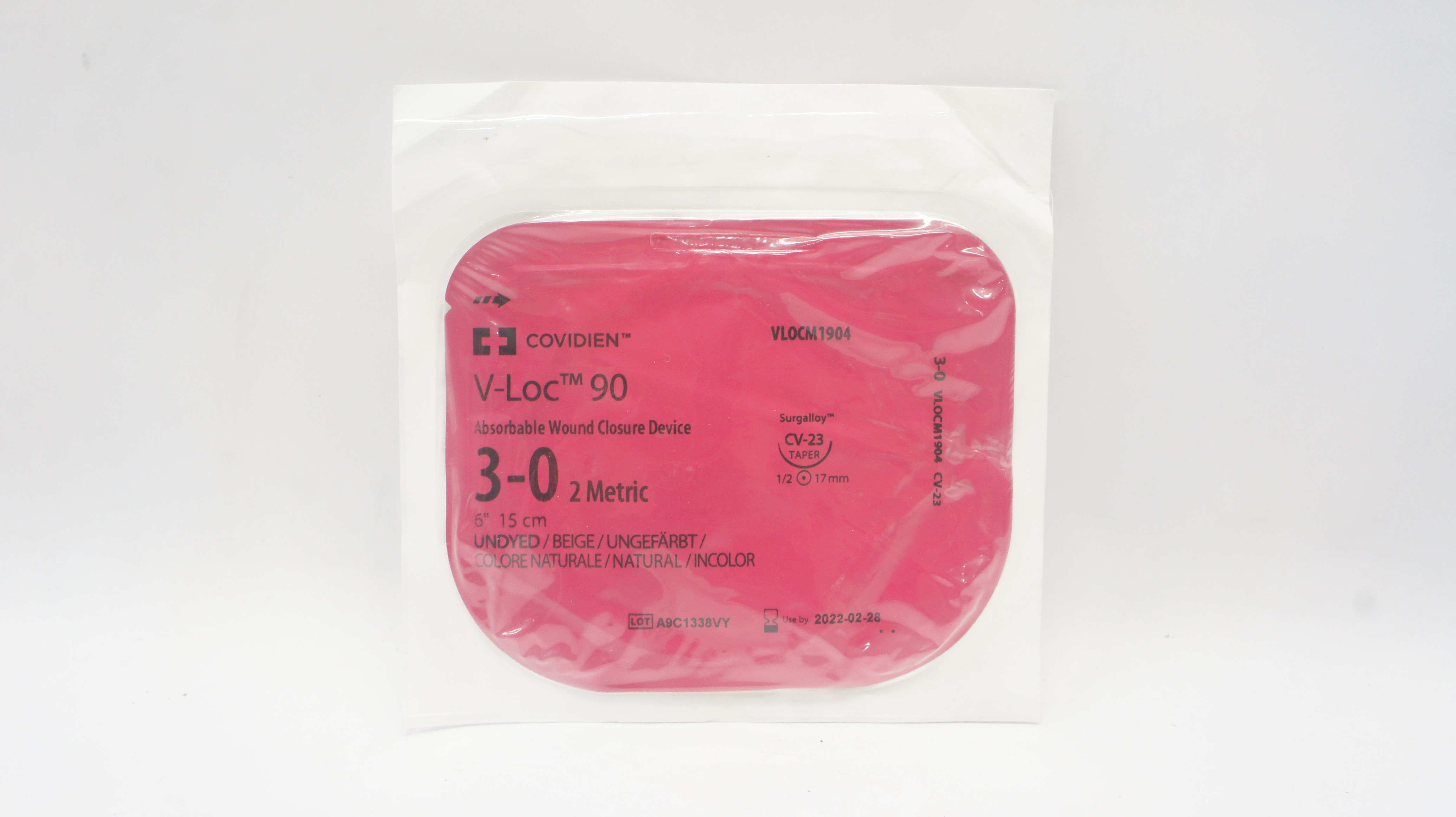 Covidien VLOCM1904 3-0 V-Loc 90 Wound Closure CV-23 Taper, 1/2 17mm, 6inch (x)