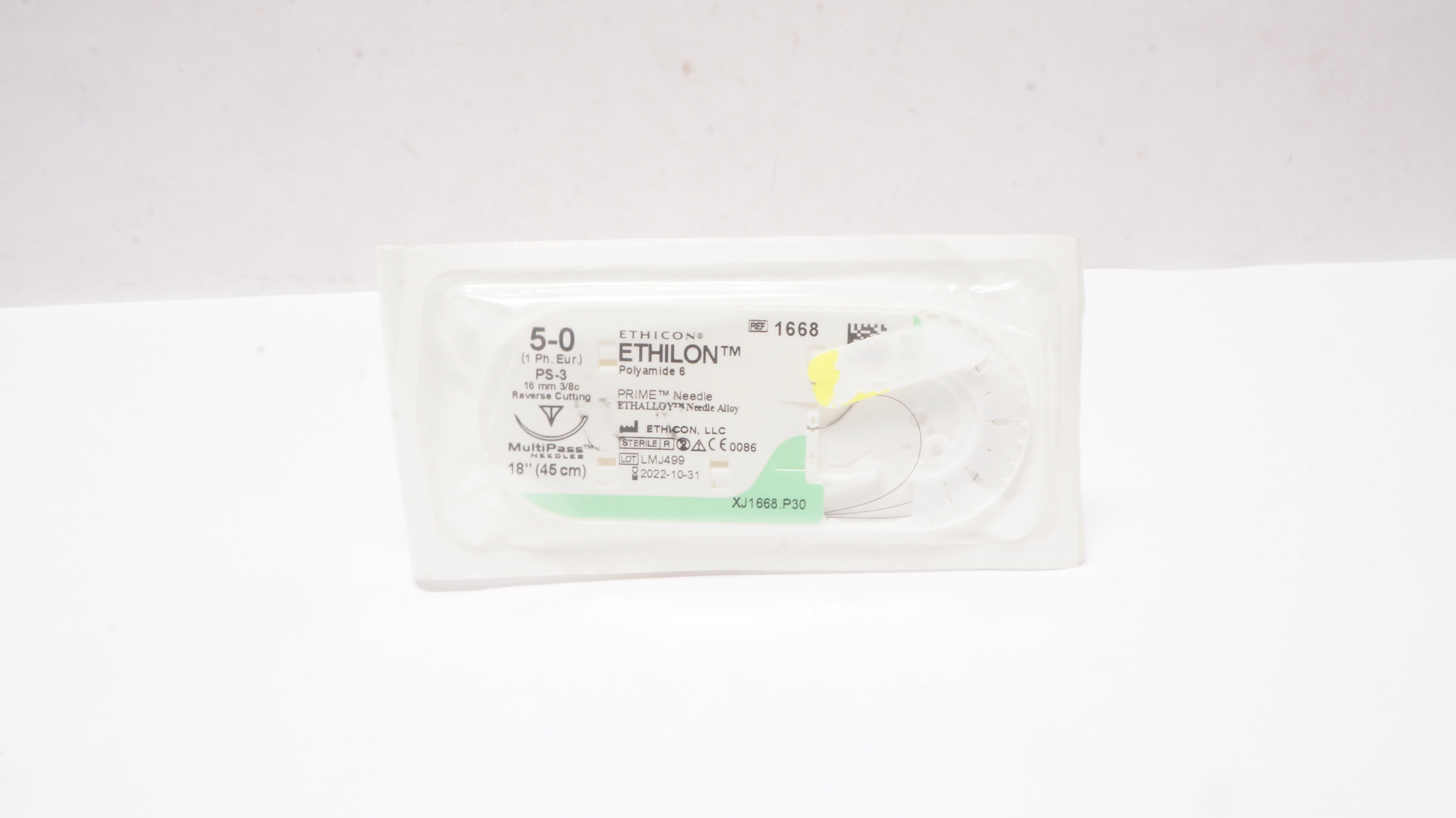 Ethicon 1668 5-0 ETHILON PS-3 16mm 3/8c Reverse Cutting 18inch (x)