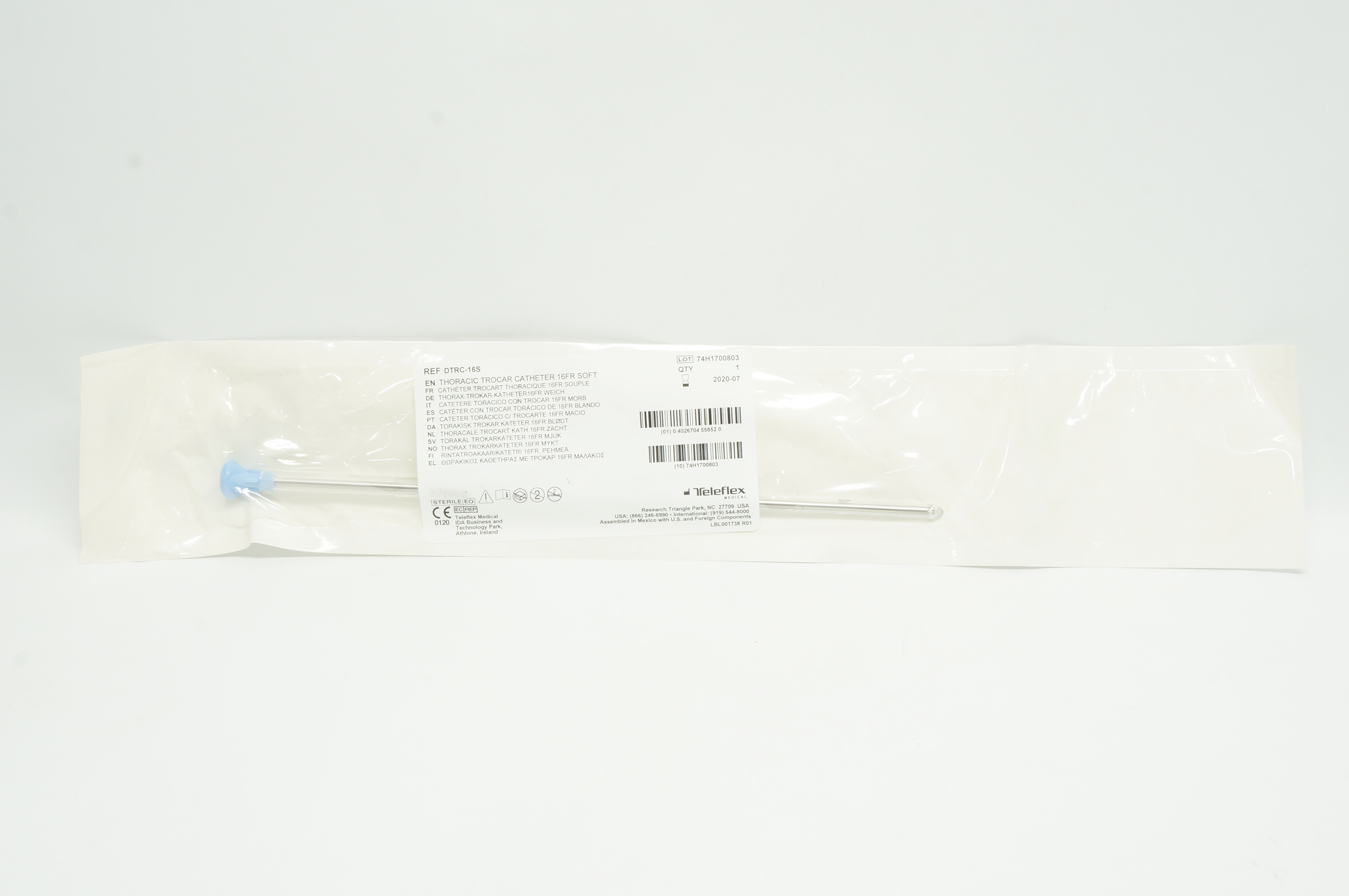 Teleflex DTRC-16S Thoracic Trocar Cath. 16Fr. Soft (x)