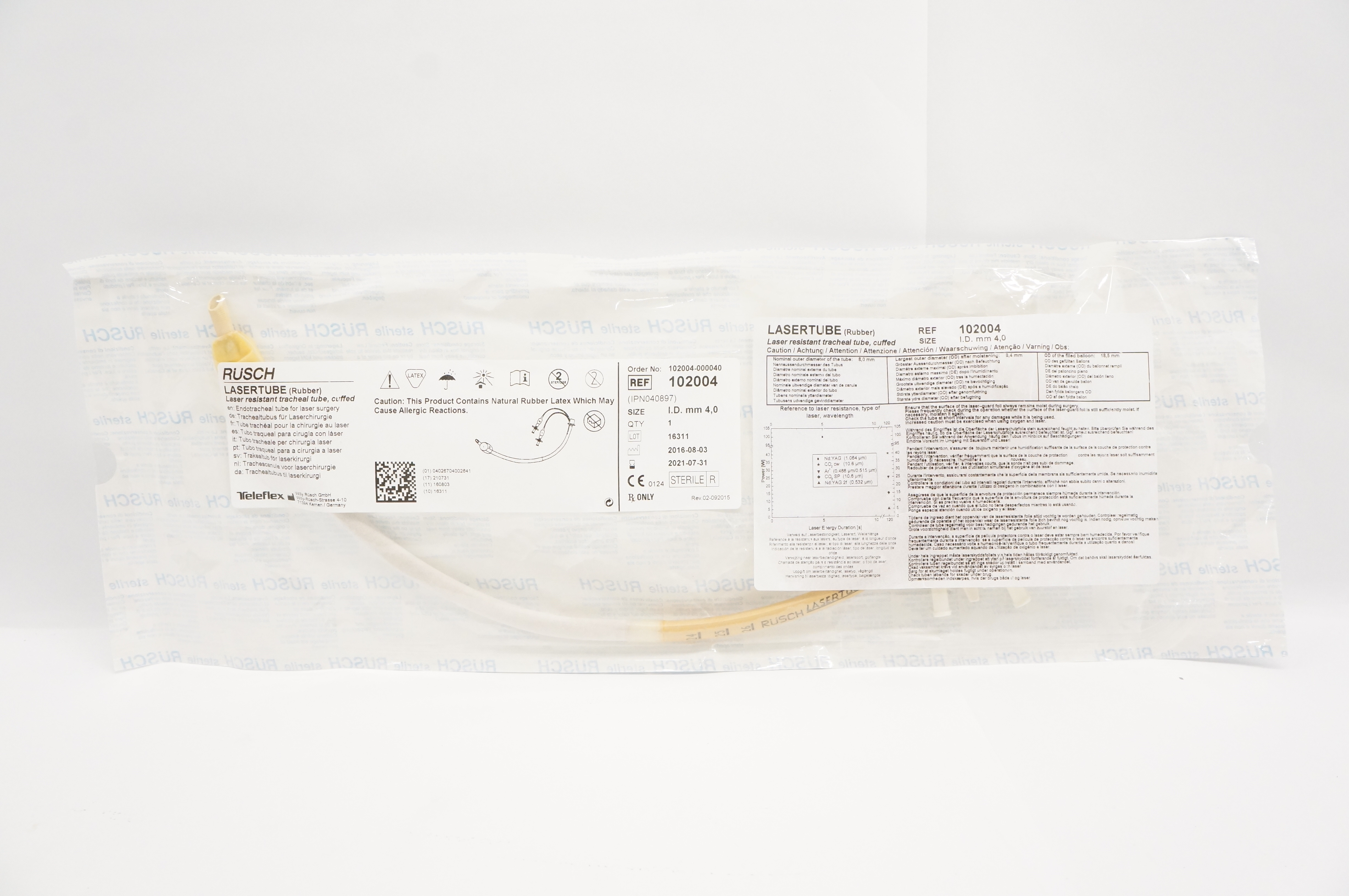 Rusch 102004 Laser Resistant Tracheal Tube, Cuffed, Size 4,0mm (x)