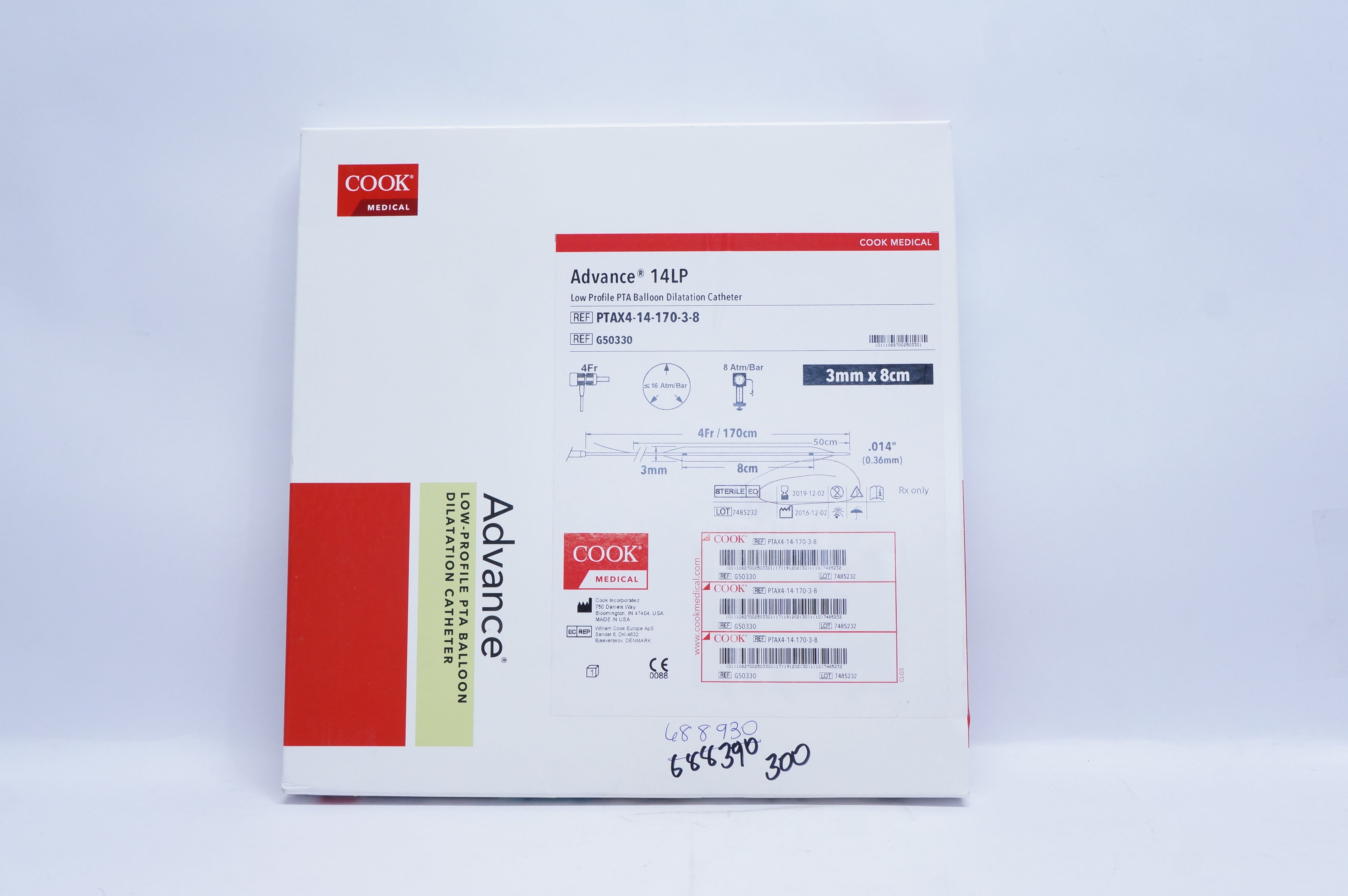 Cook Medical G50330 Advance 14LP Low Profile PTA Balloon Cath. 3mm x 8cm (x)