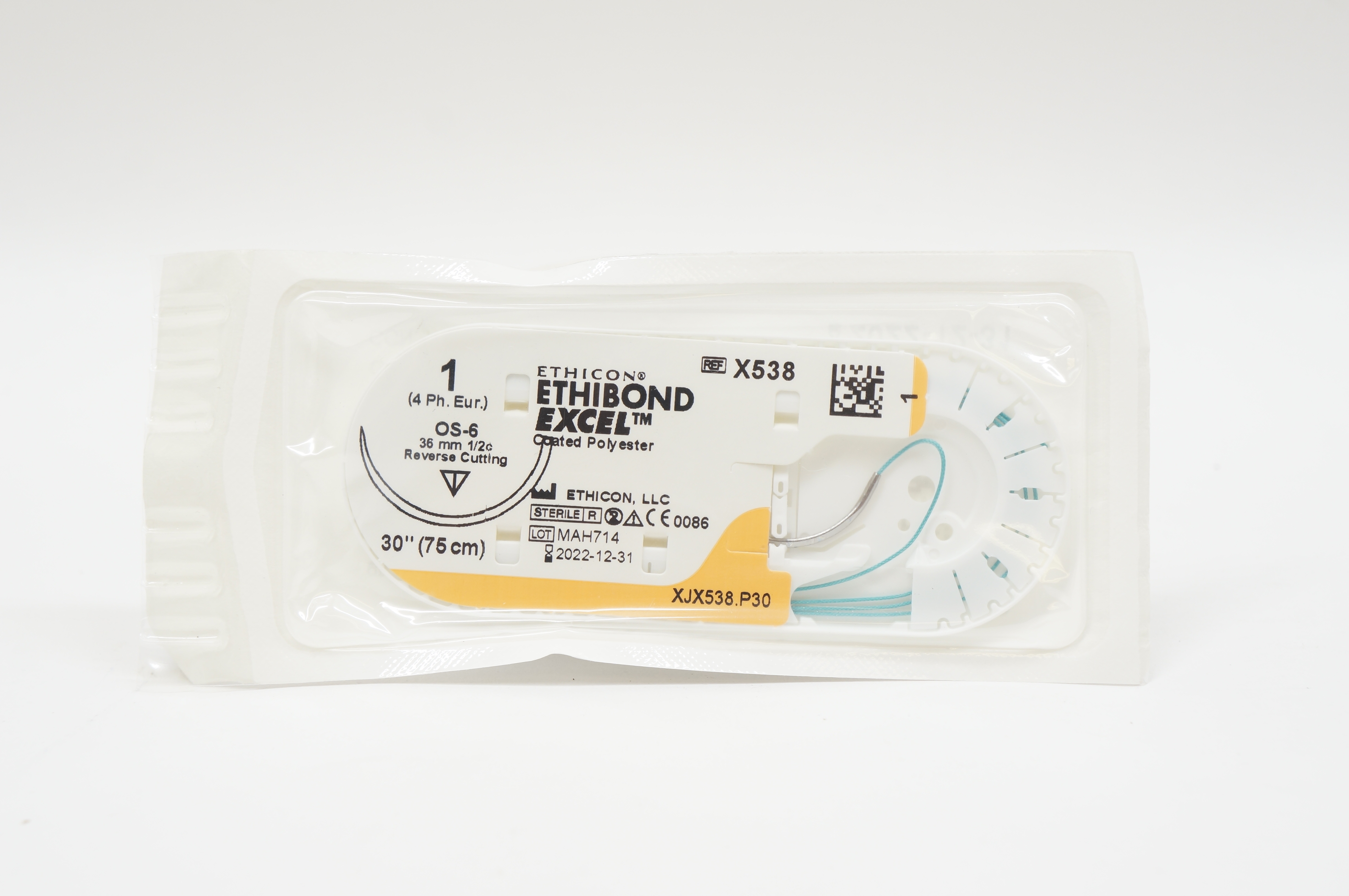 Ethicon X538 1 ETHIBOND EXCEL, OS-6, 36mm 1/2c Reverse Cutting, 30inch
