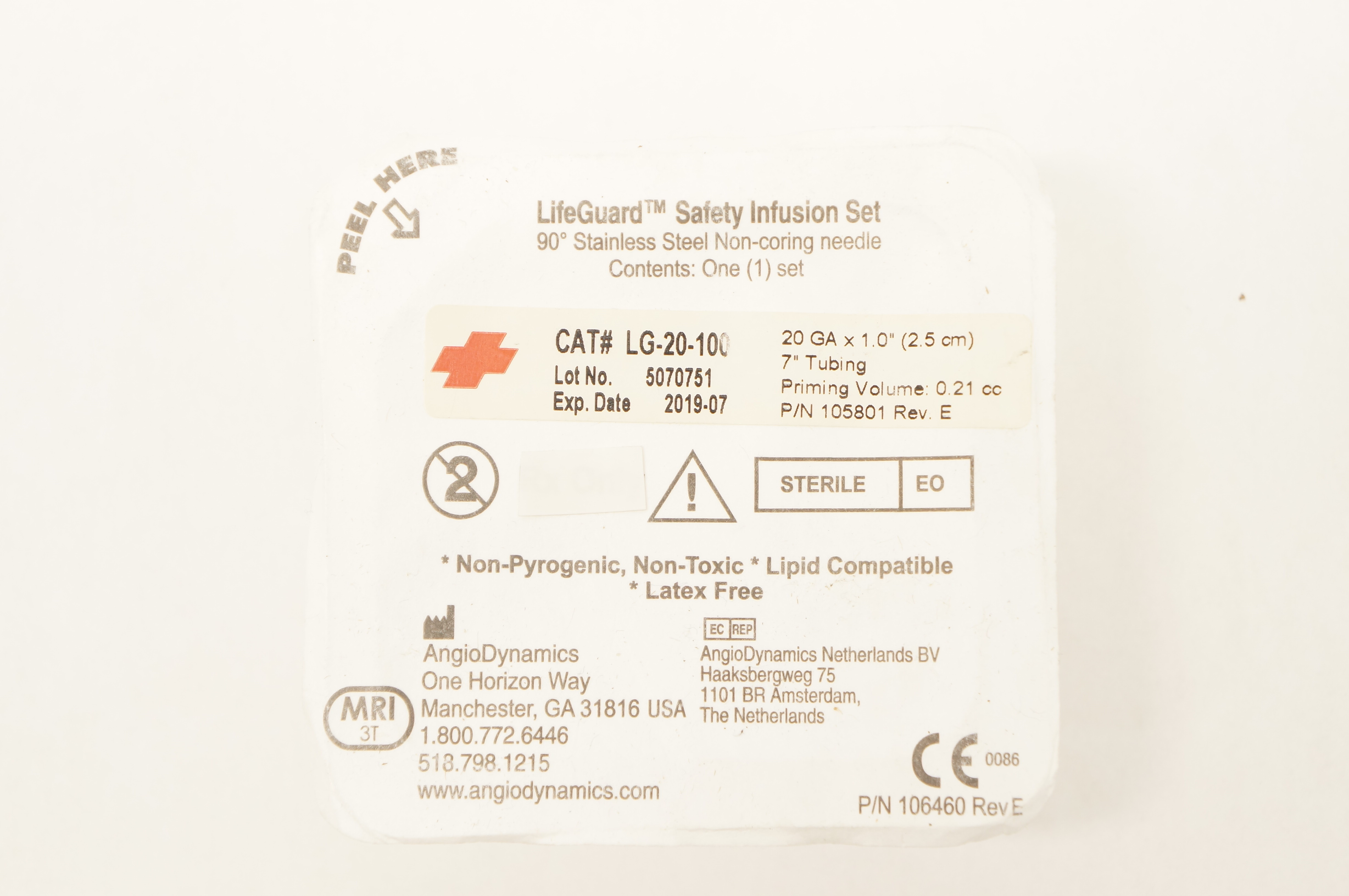 AngioDynamics LG-20-100 LifeGuard Safety Infusion Set 20GA x 1.0inch (x)
