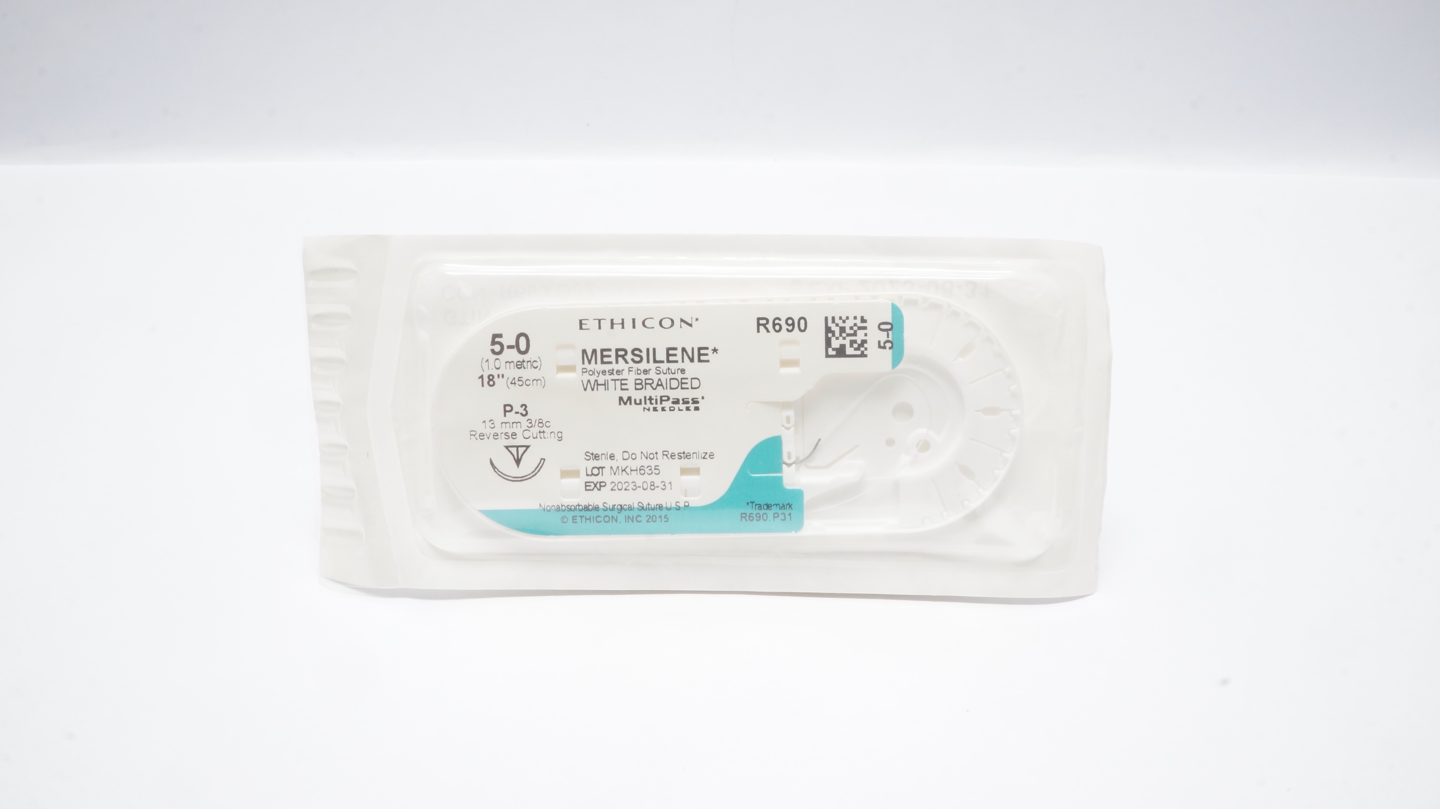 Ethicon R690 5-0 Mersilene Polyester Stre P-3 13mm 3/8c Reverse Cutting 18inch(x)