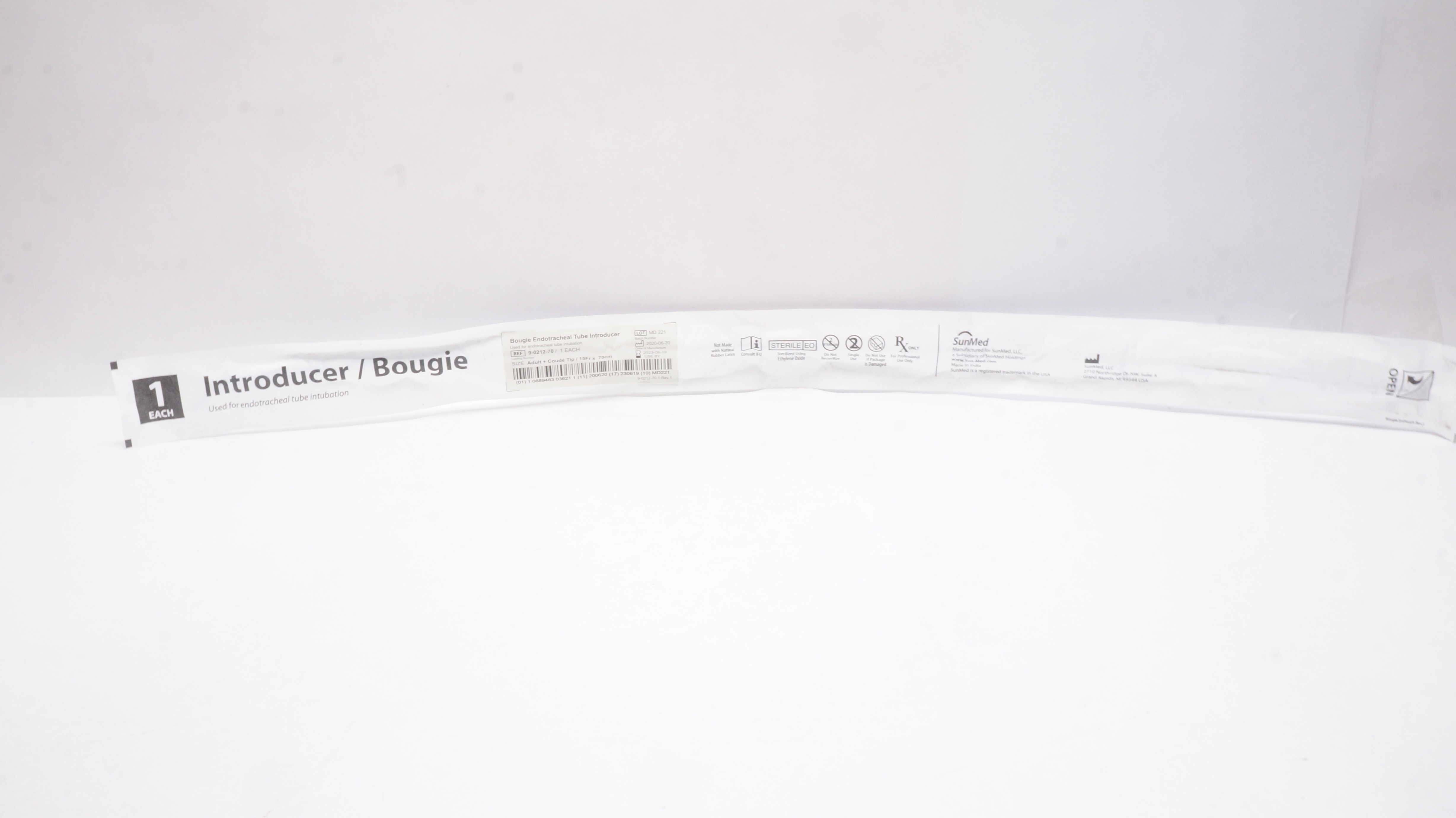 SunMed 9-0212-70 Bougie Endotracheal Tube Introducer, Adult,  15Fr x 70cm (x)