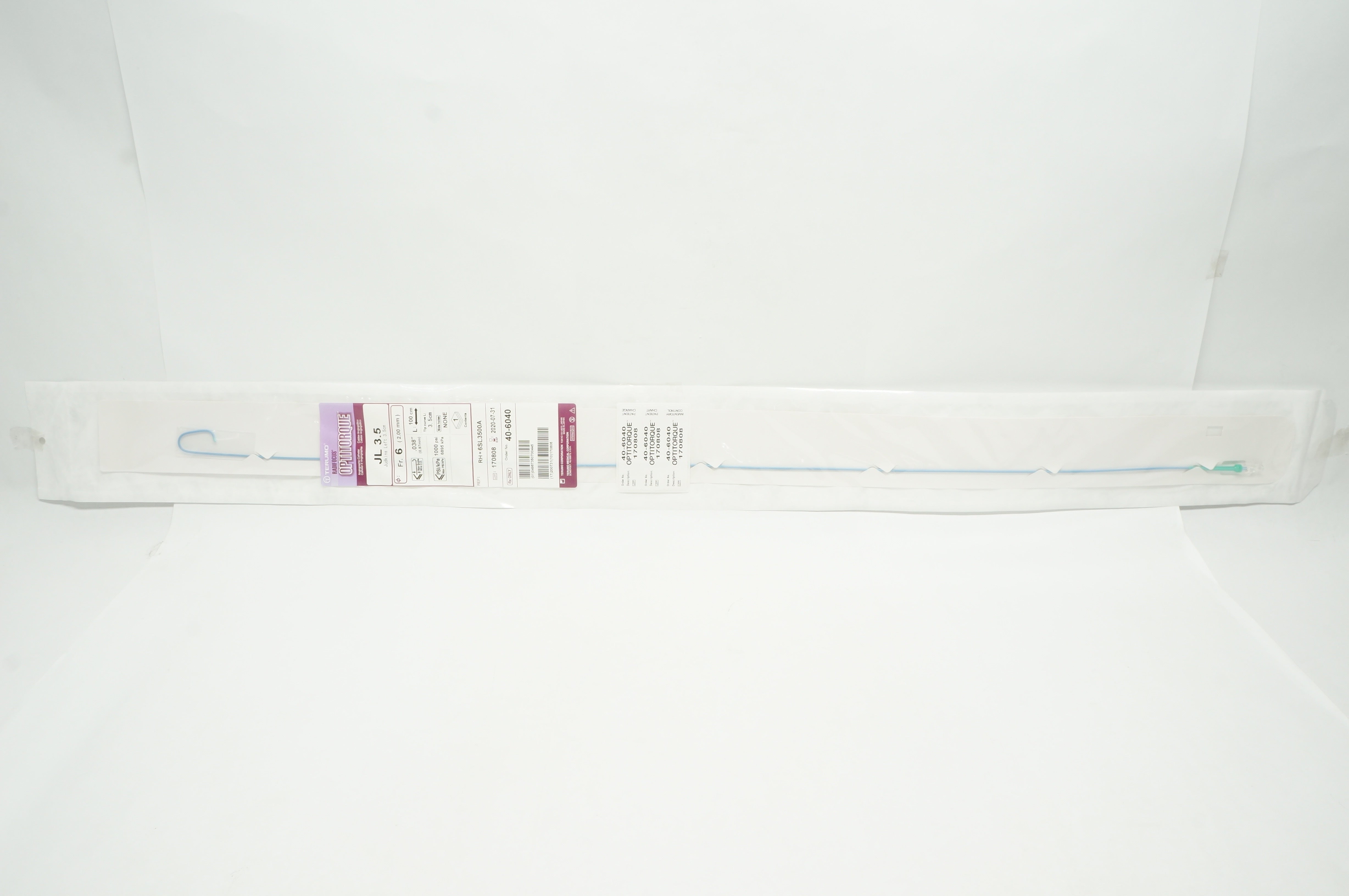 Terumo RH*6SL3500A Radifocus JL 3.5cm Angiographic Cath. Fr6 x .038in x 100cm(x)