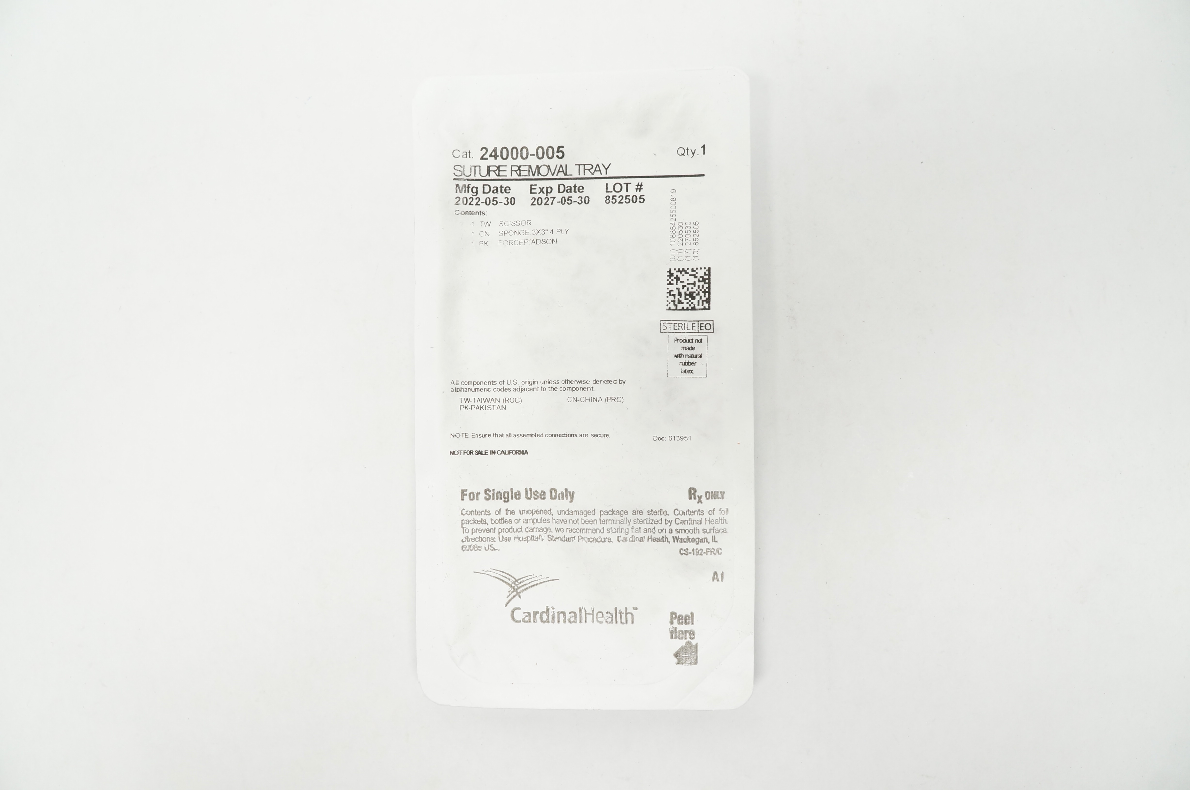 Cardinal Health 24000-005 Stre Removal Tray
