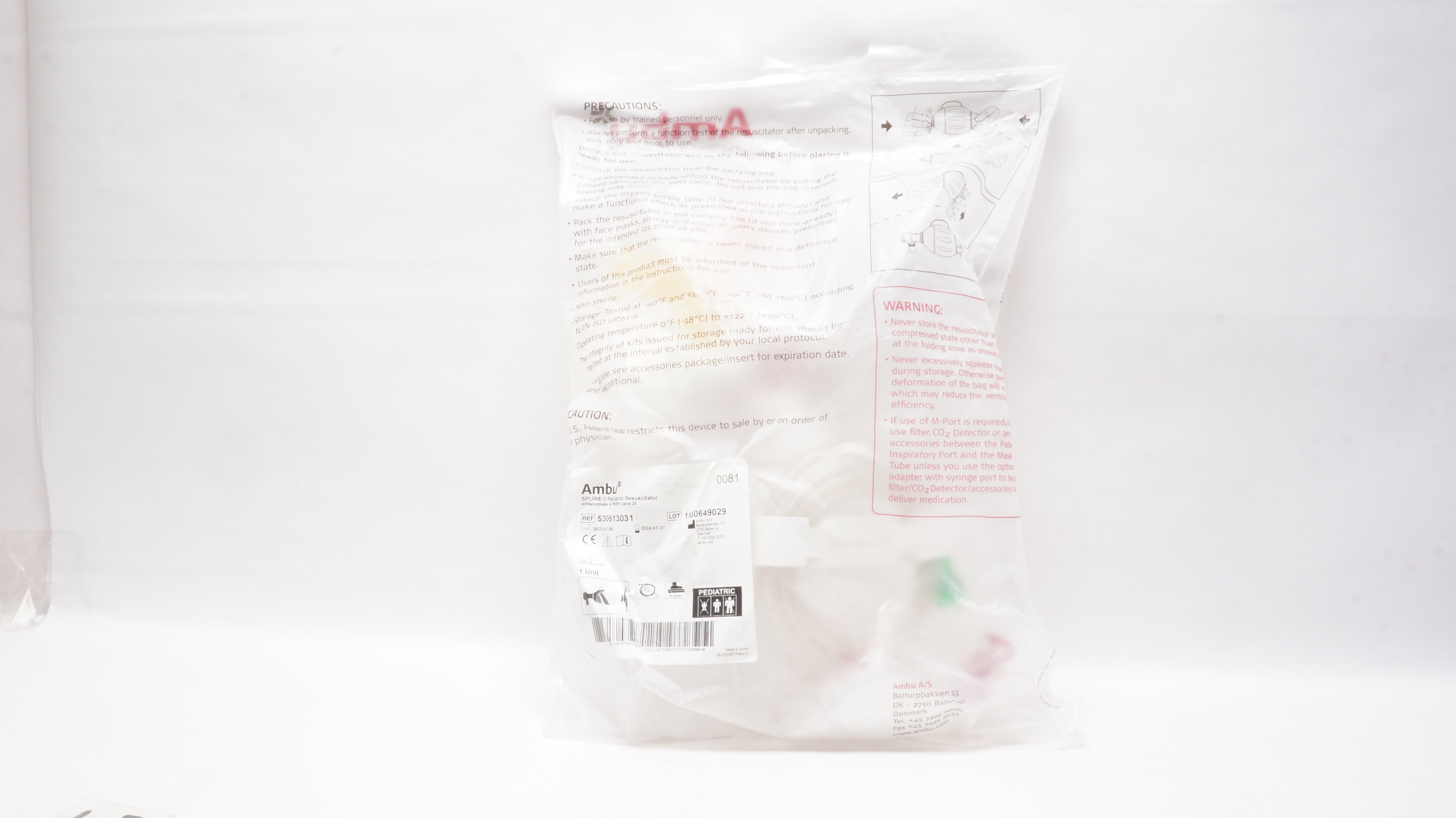 AMBU 530613031 SPUR II Pediatric Resuscitator w/Manometer & PEEP Valve 20
