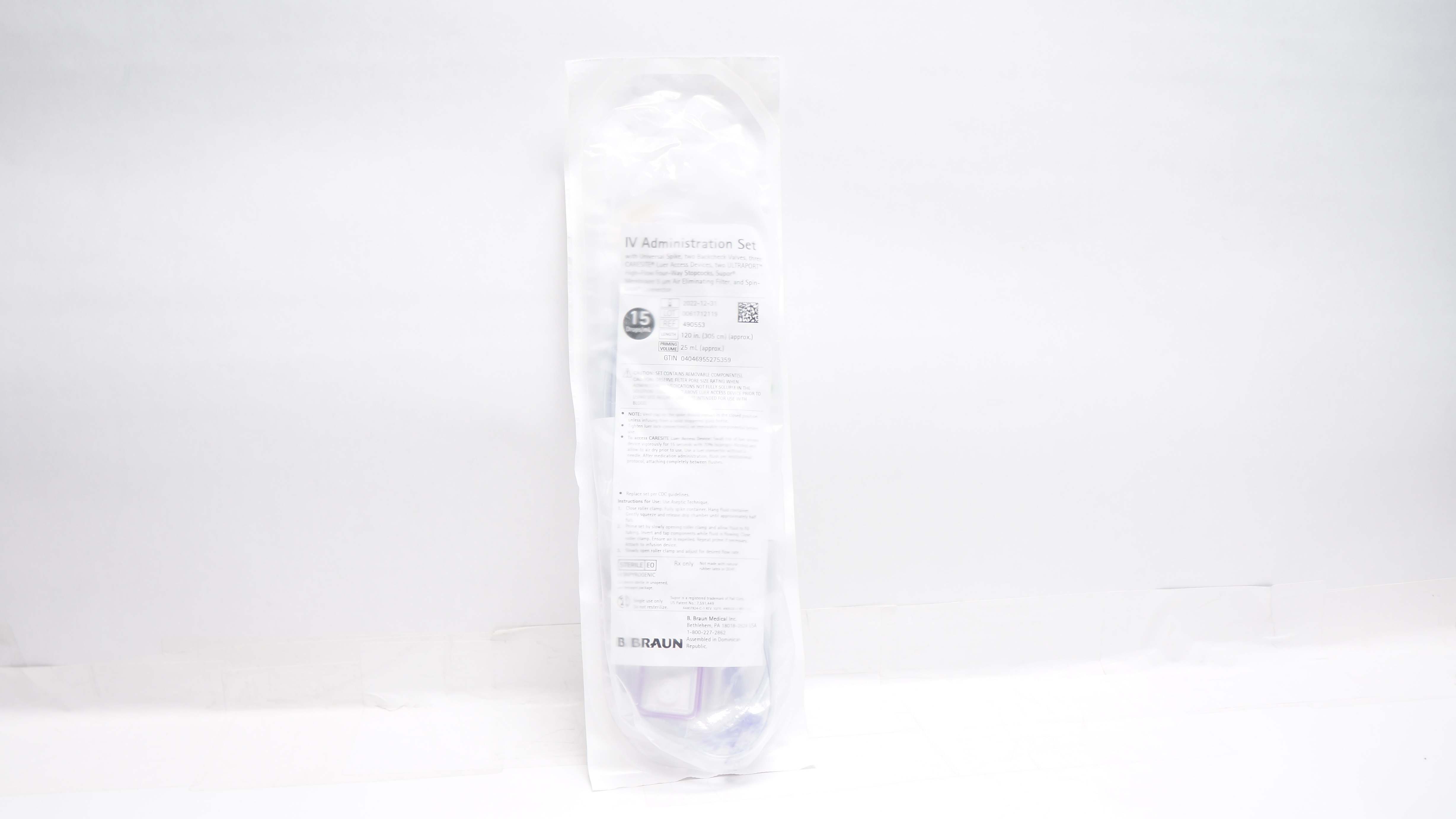 Braun 490553 IV Administration Set 120inch x 25mL (Approx.) 15Drops/mL(x)