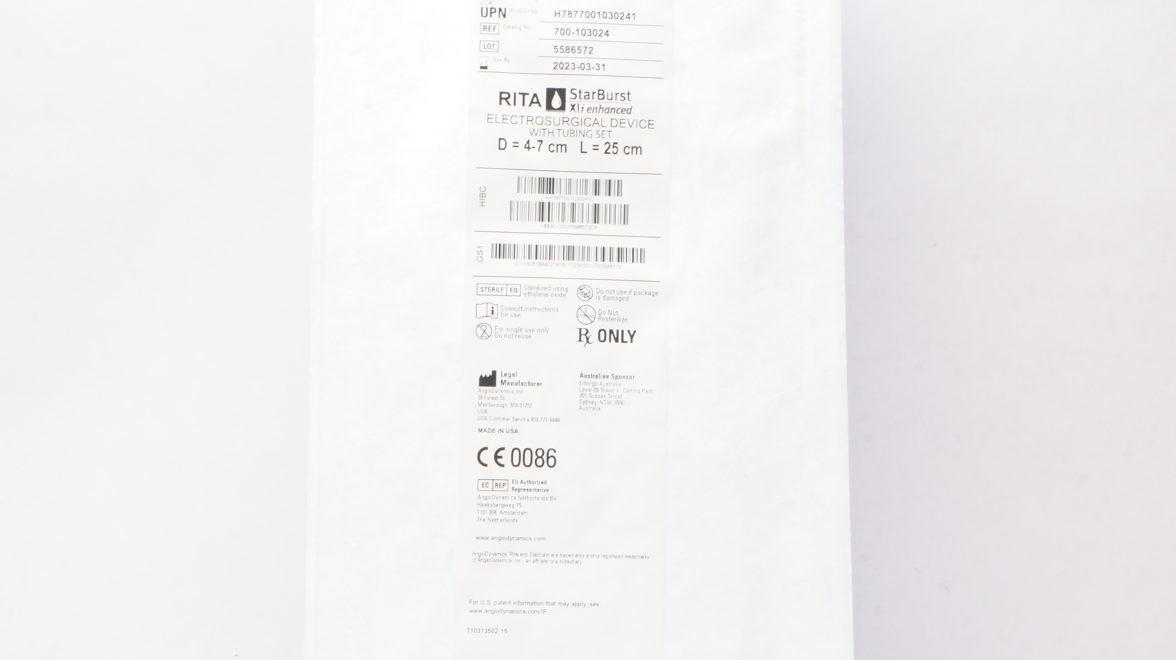 AngioDynamics 700-103024 StarBurst Rita Elecrosurgical Device with Tubing Set(x)