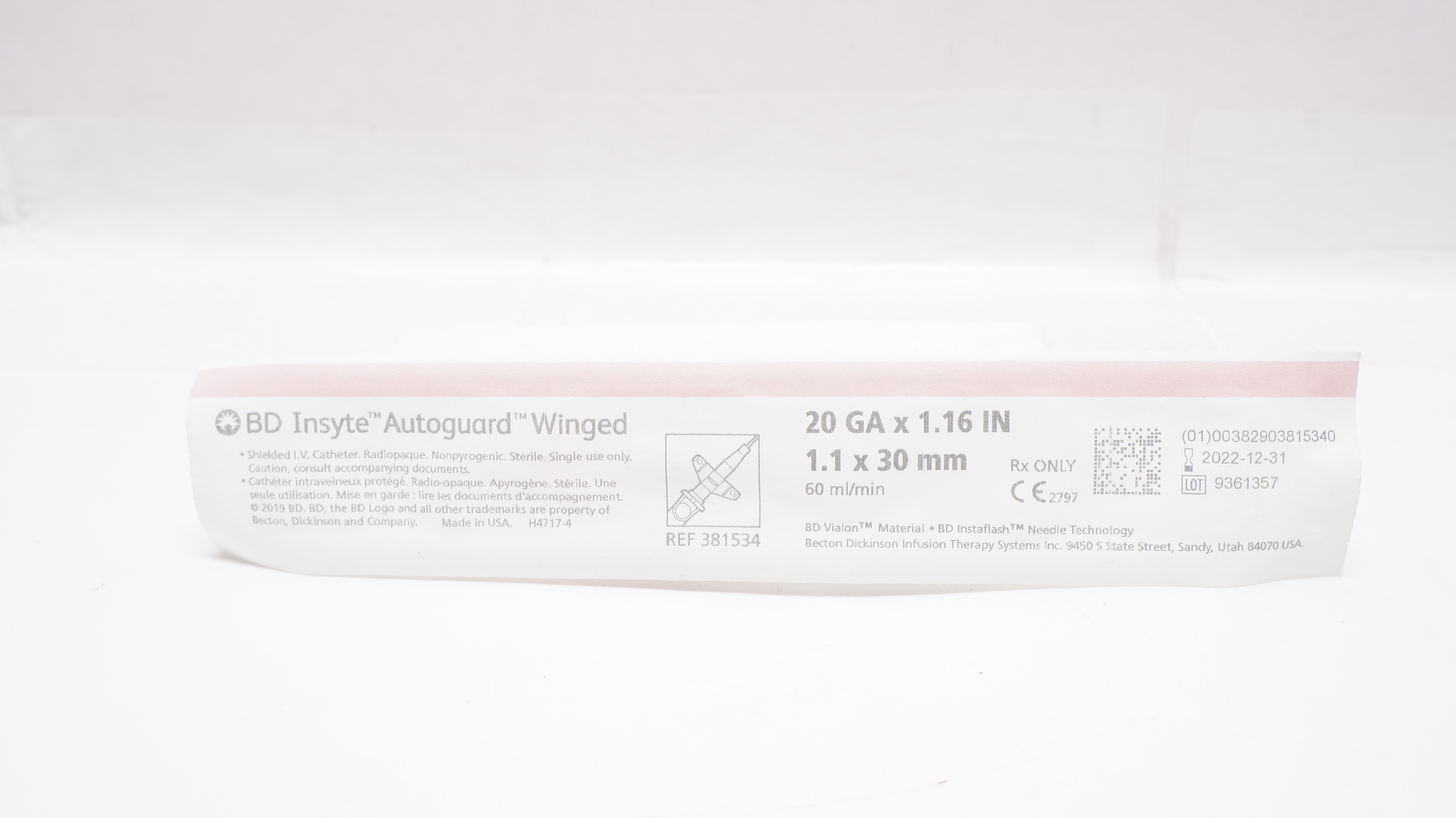 BD 381534 Insyte Autoguard Shielded I.V. Cath. 20Ga x 1.16inch (x)