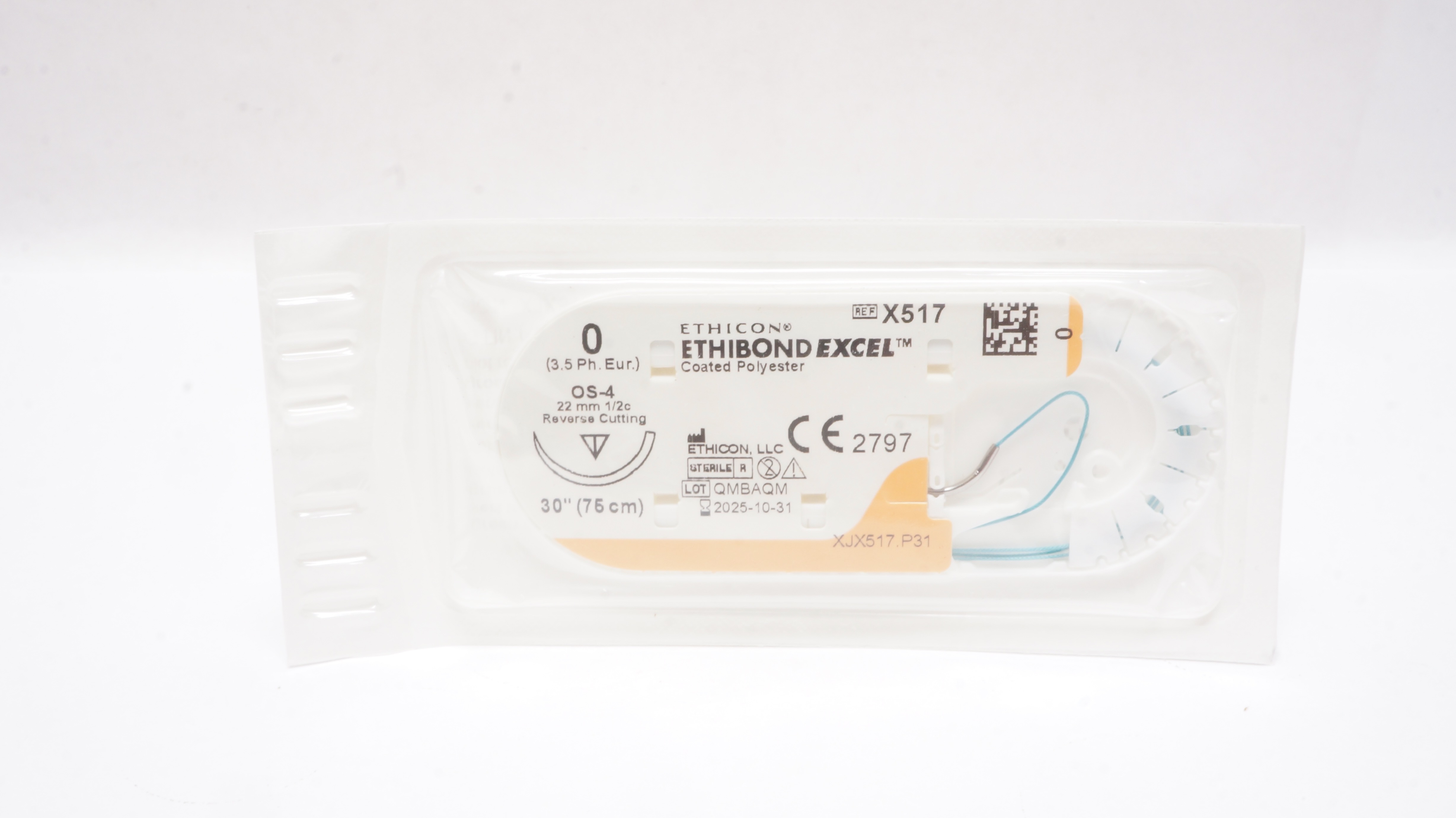Ethicon X517 0 ETHIBOND EXCEL Stre OS-4 22mm 1/2c Reverse Cutting 30inch