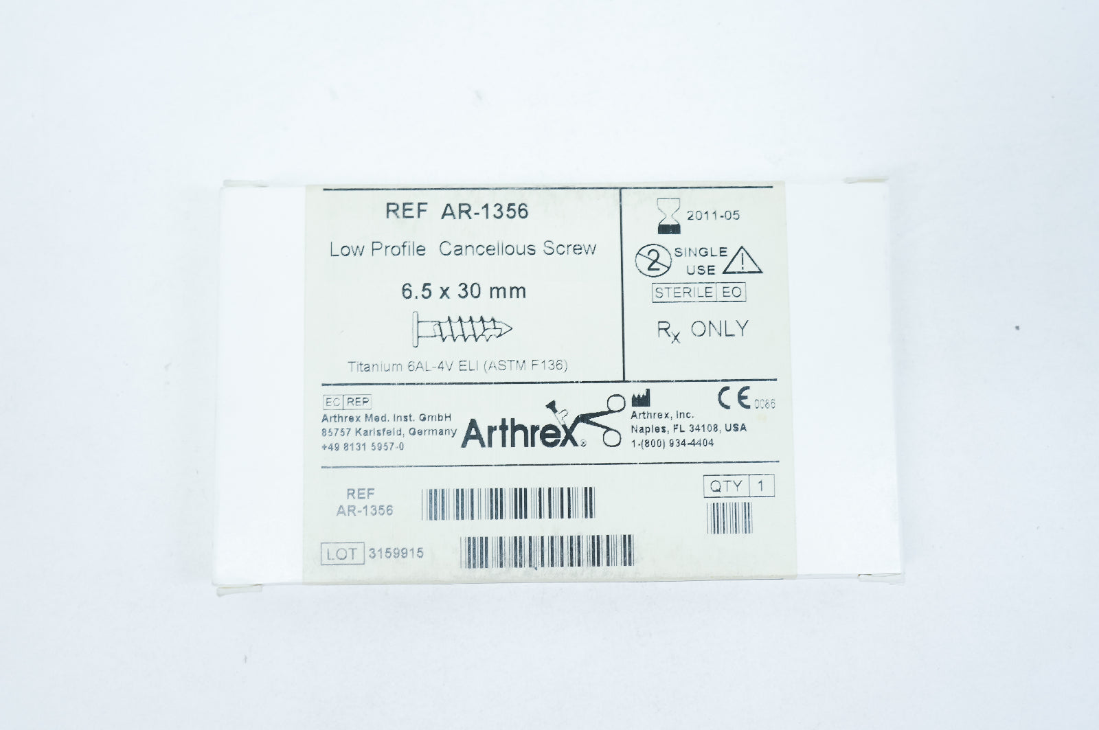 Arthrex AR-1356 Low Profile Cancellous Screw 6.5 x 30mm (x)