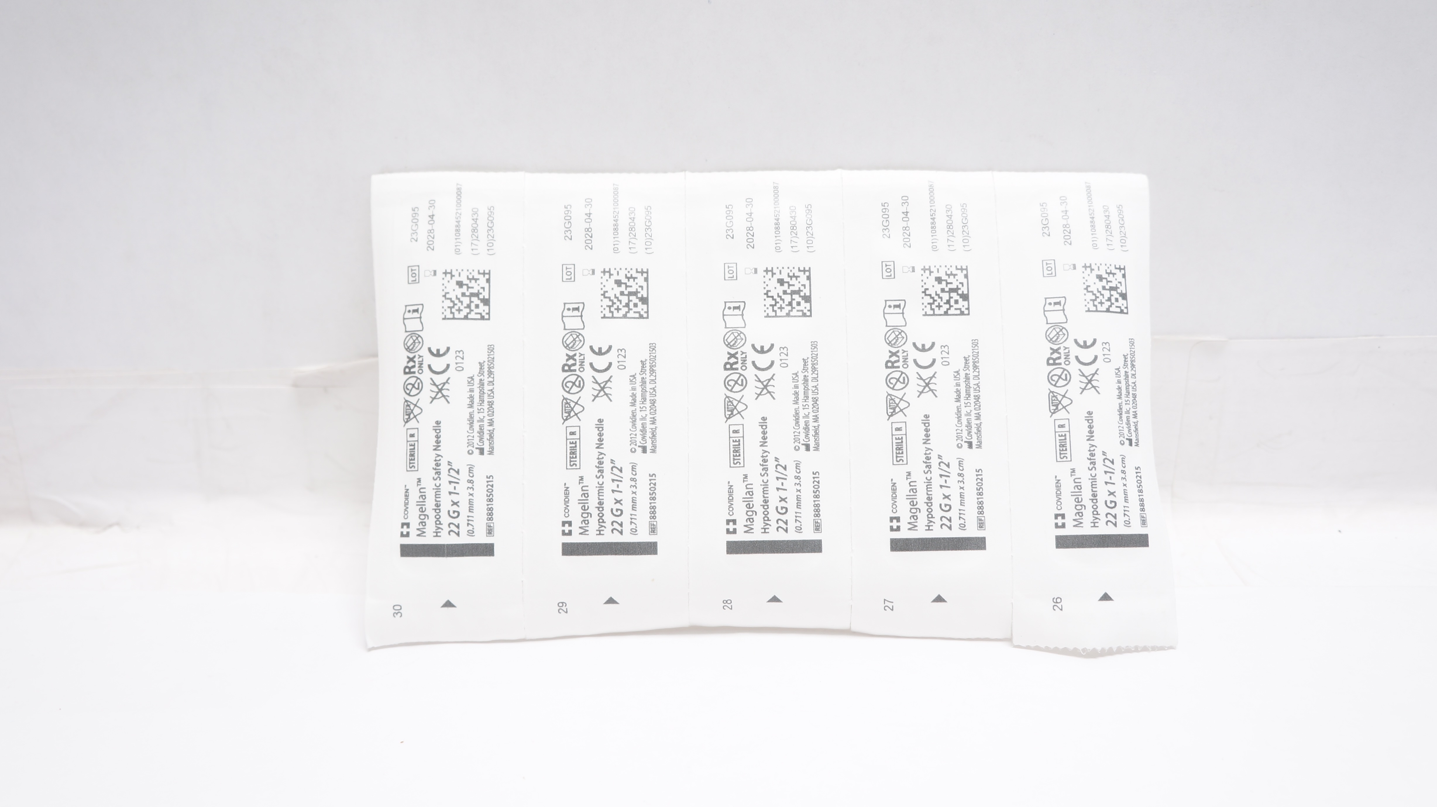Covidien 8881850215 Magellan Hypodermic Safety Ndle 22G x 1-1/2In - Lot of 5