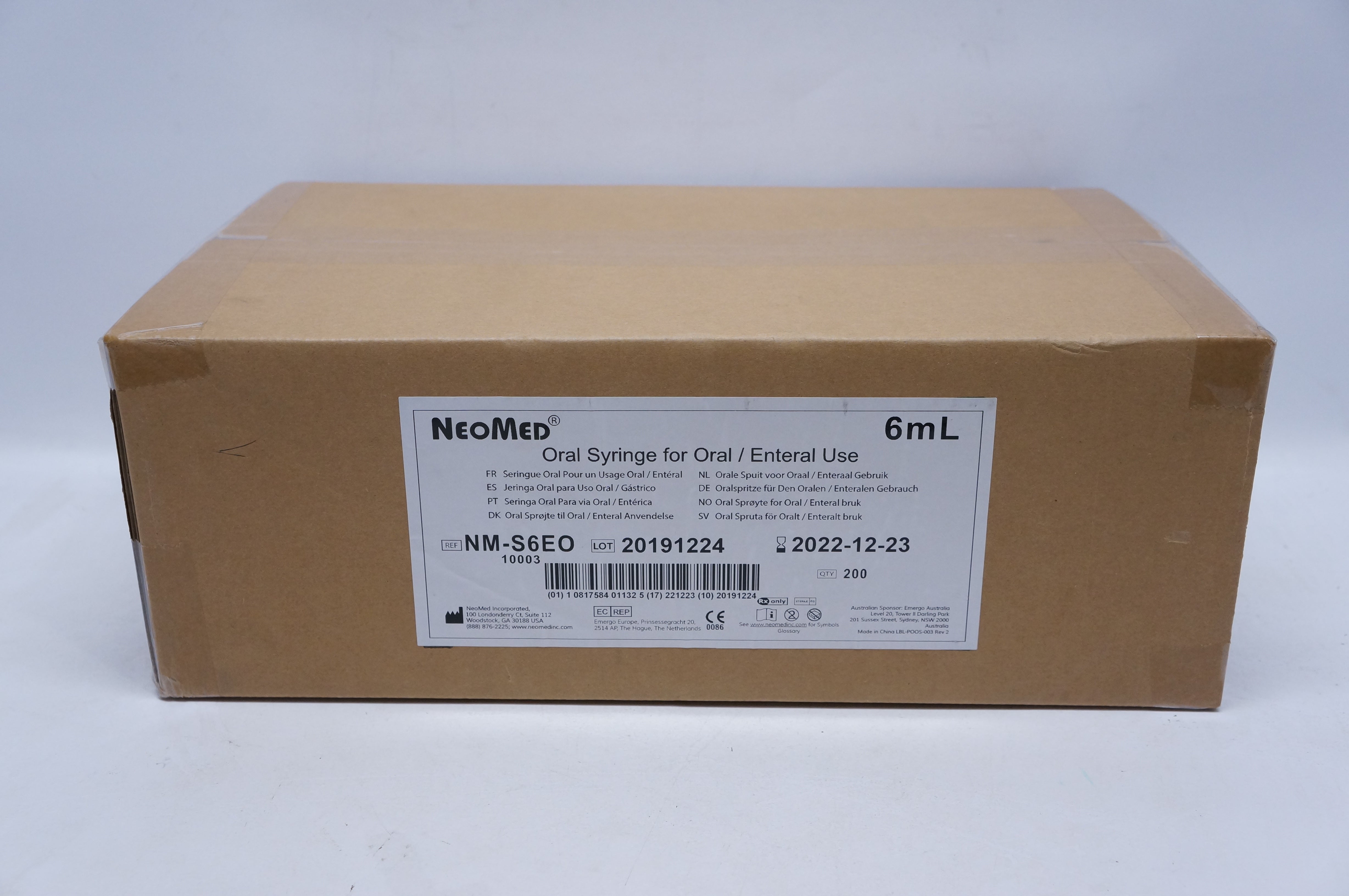 NeoMed NM-S6EO Oral Syringe for Oral/Enteral 6mL - Box of 200