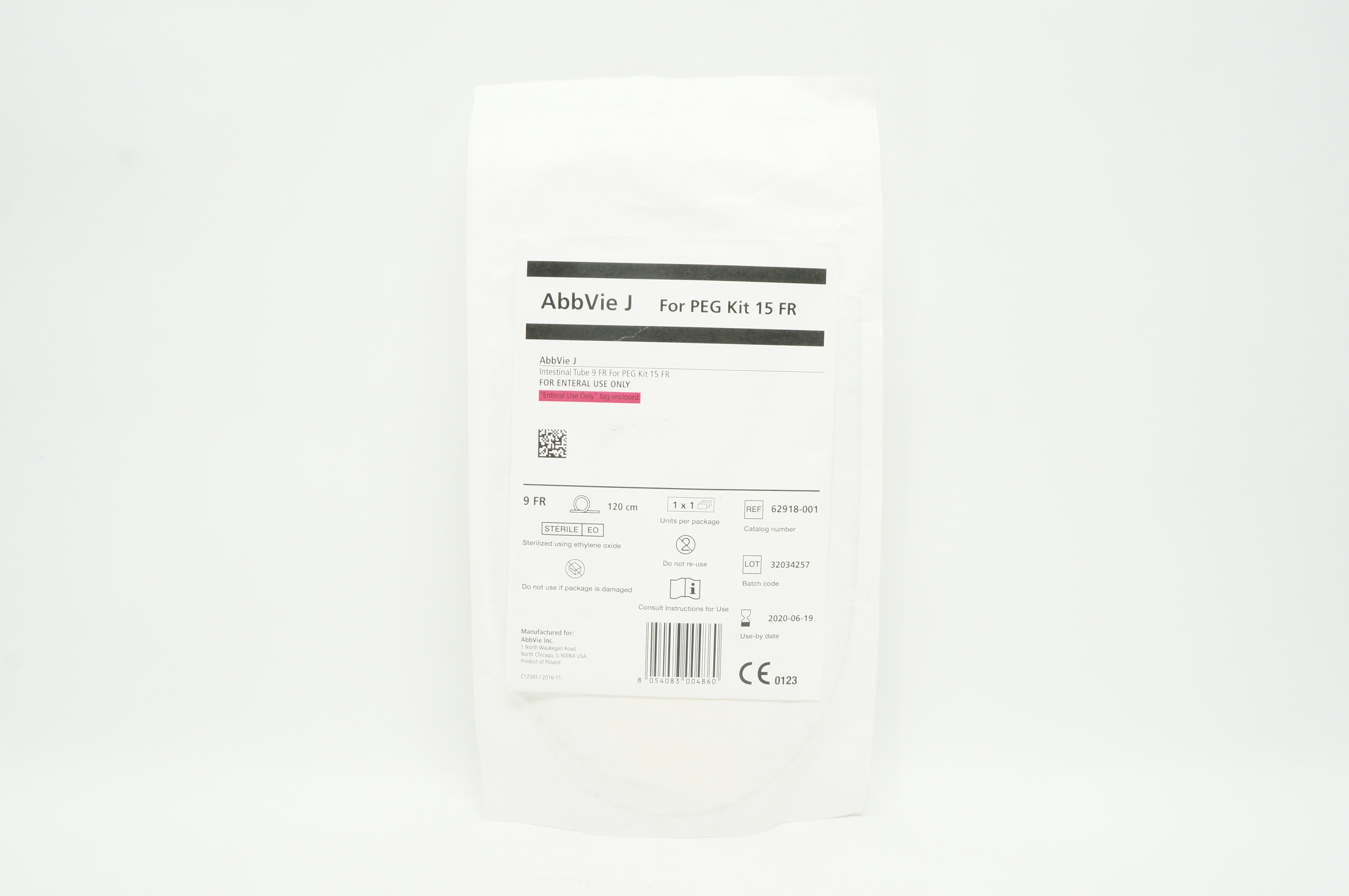 AbbVie J 62918-001 Intestinal Tube 9Fr x 120cm (x)